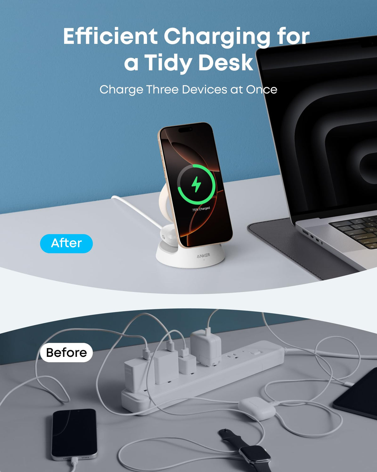 Anker Anker MagGo Wireless Charging Station (3-in-1, Dock Stand) available in Joshua Tree at JT Trading Post