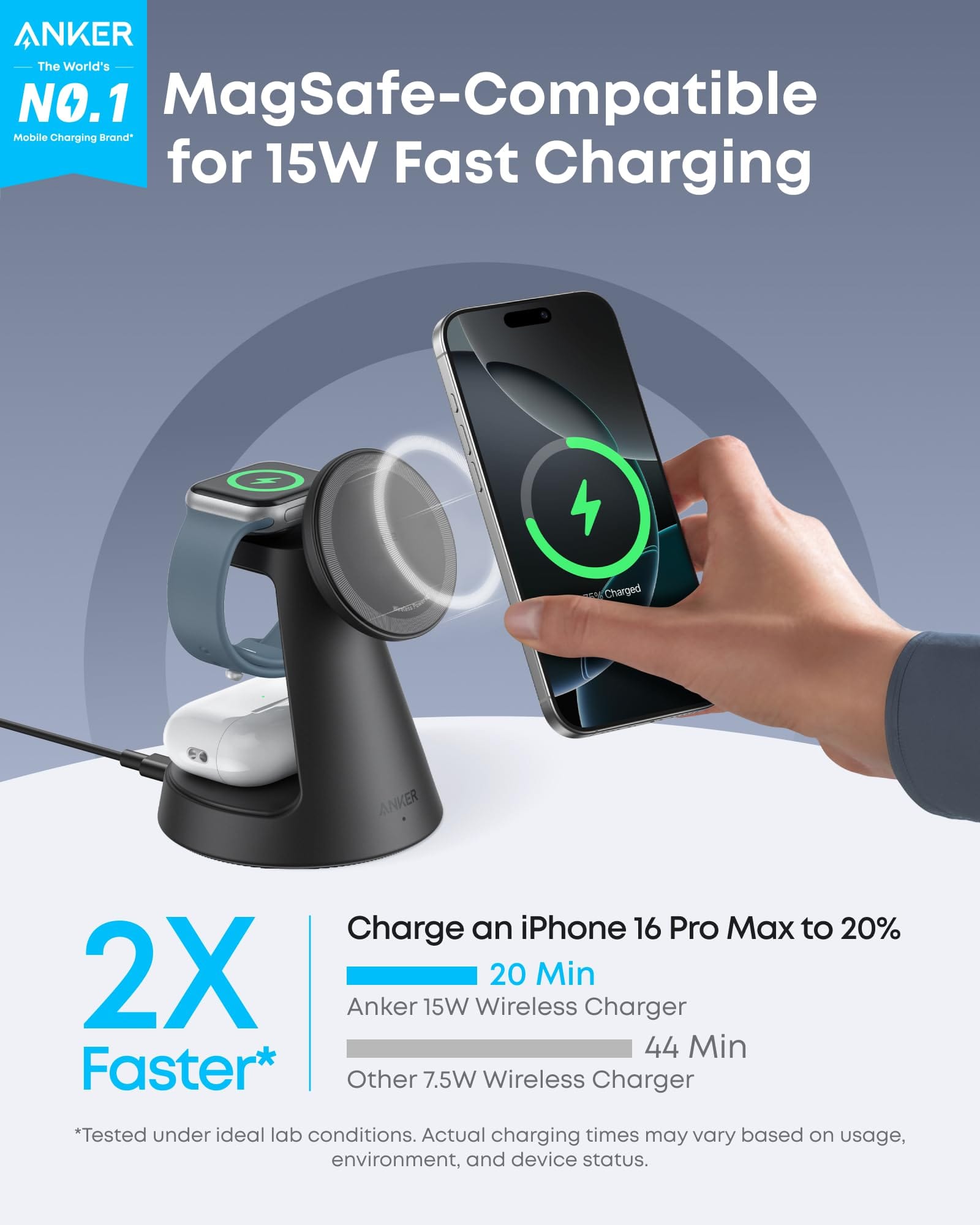 Anker Anker MagGo Wireless Charging Station (3-in-1, Dock Stand) available in Joshua Tree at JT Trading Post