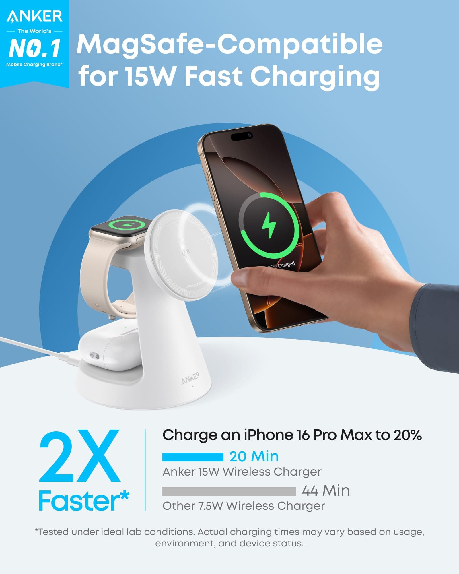 Anker Anker MagGo Wireless Charging Station (3-in-1, Dock Stand) available in Joshua Tree at JT Trading Post