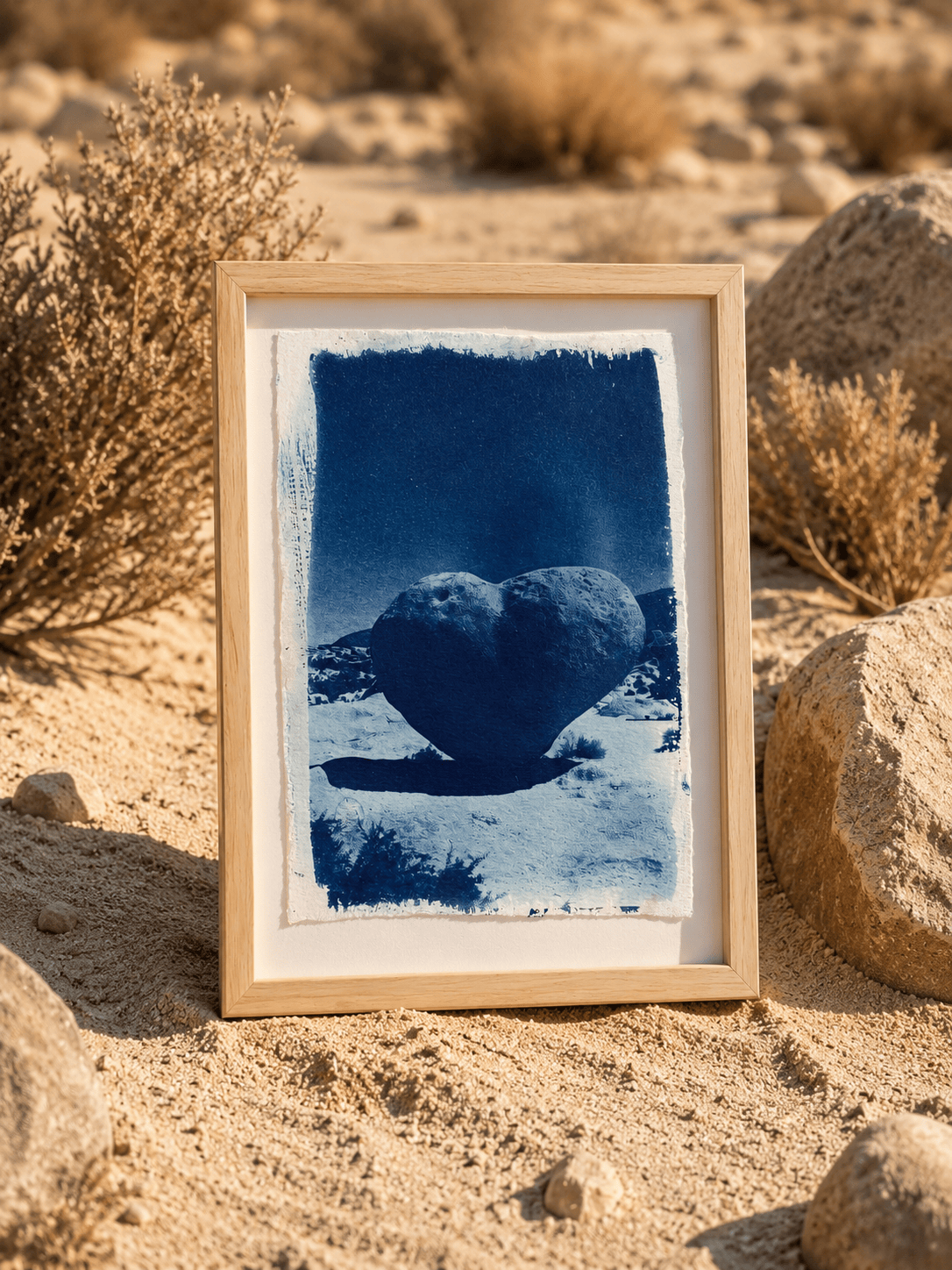 August Sun Heart Rock | Cyanotype Print available in Joshua Tree at JT Trading Post