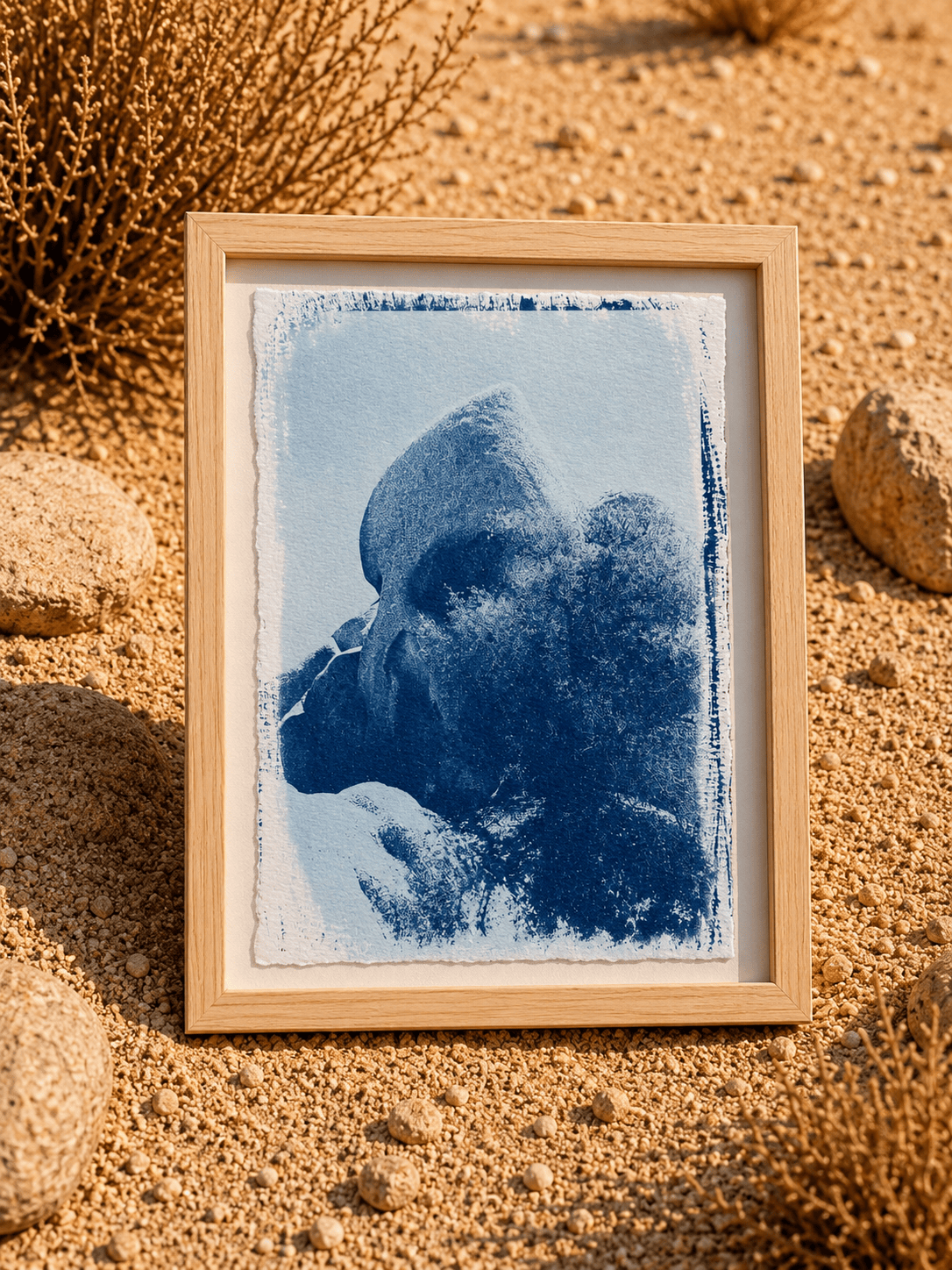 August Sun Skull Rock | Cyanotype Print available in Joshua Tree at JT Trading Post