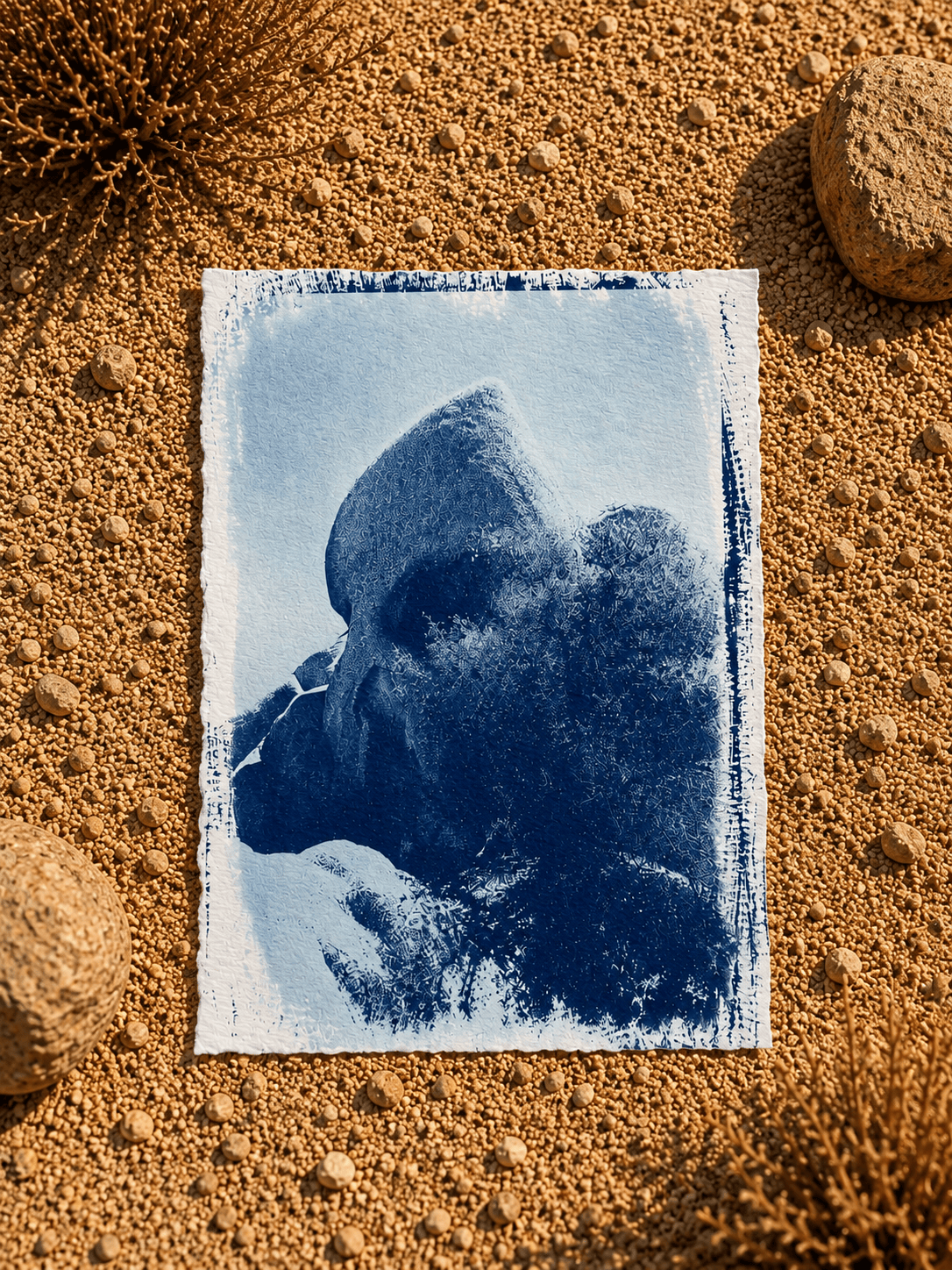 August Sun Skull Rock | Cyanotype Print available in Joshua Tree at JT Trading Post