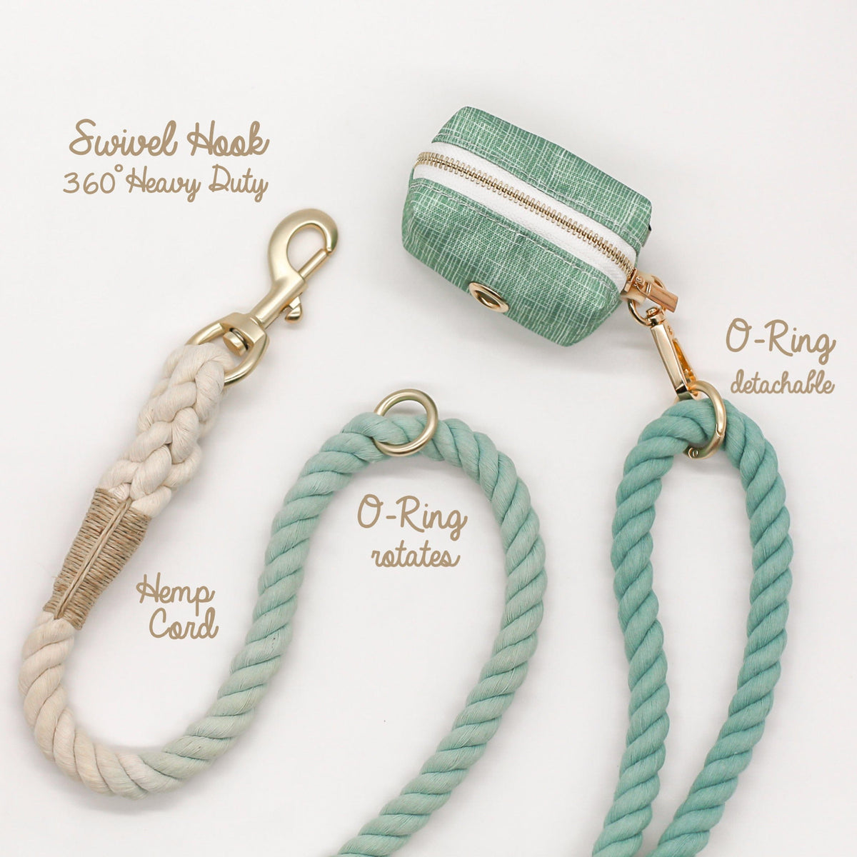 Bop Pop Pets Cotton Rope Leash Ombre Pastel | Hunter Green available in Joshua Tree at JT Trading Post