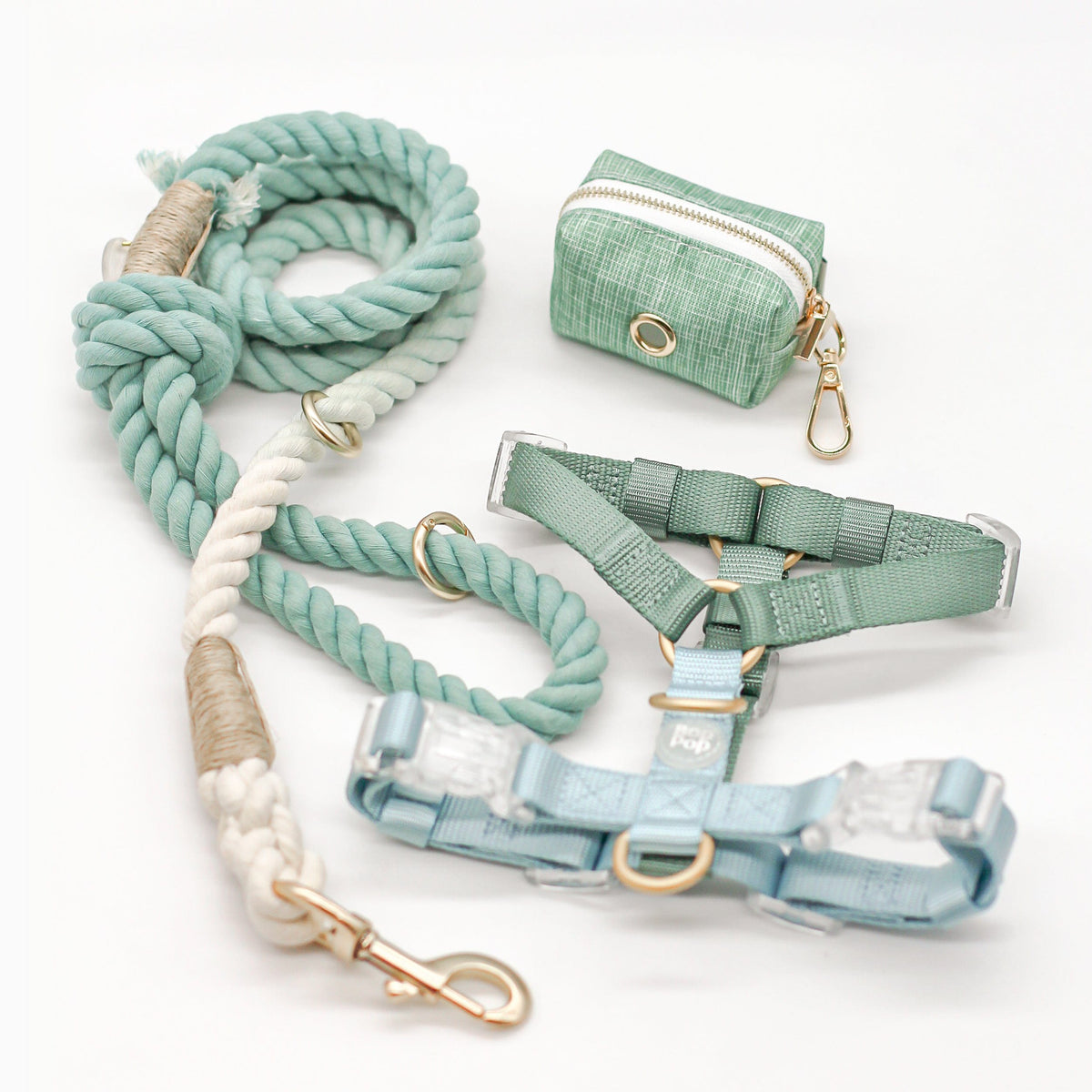 Bop Pop Pets Cotton Rope Leash Ombre Pastel | Hunter Green available in Joshua Tree at JT Trading Post