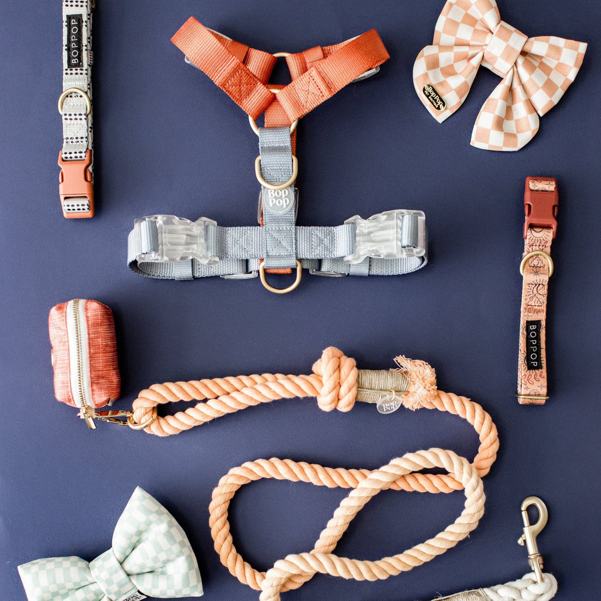 Bop Pop Pets Dog Harness in Orange Blue Straps | Desert Dawn available in Joshua Tree at JT Trading Post