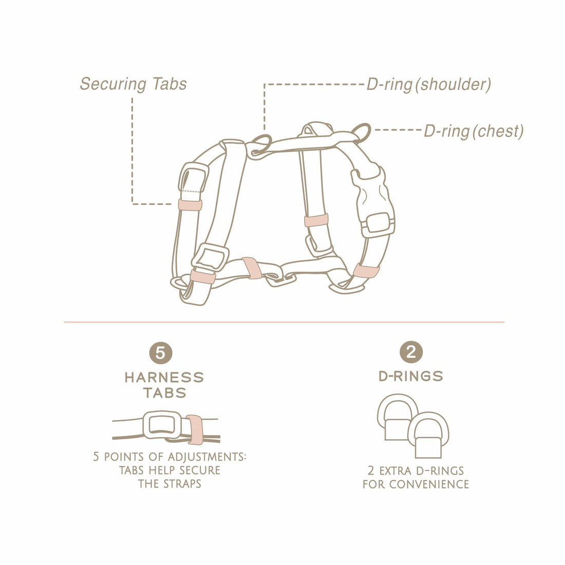 Bop Pop Pets Dog Harness in Pink Orange Straps | Cloudberry available in Joshua Tree at JT Trading Post