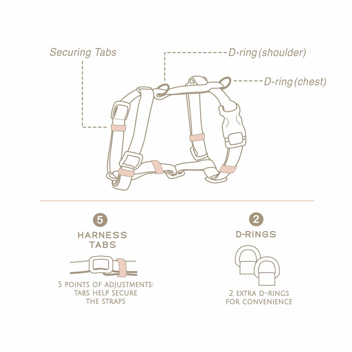 Bop Pop Pets Dog Harness in Pink Orange Straps | Cloudberry available in Joshua Tree at JT Trading Post