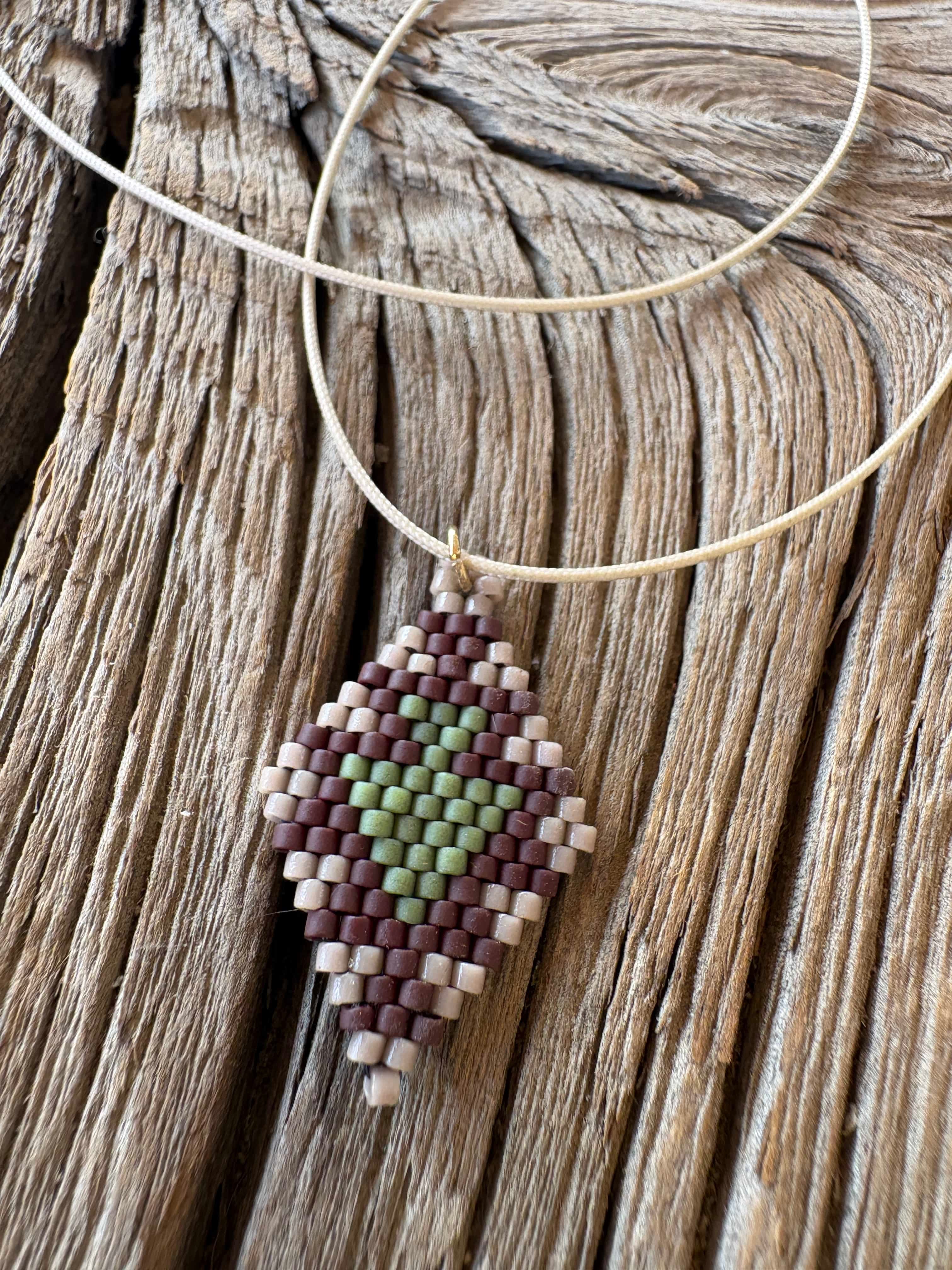 Calinnessee Designs Arrow Beaded Necklace | Khaki Expresso available in Joshua Tree at JT Trading Post