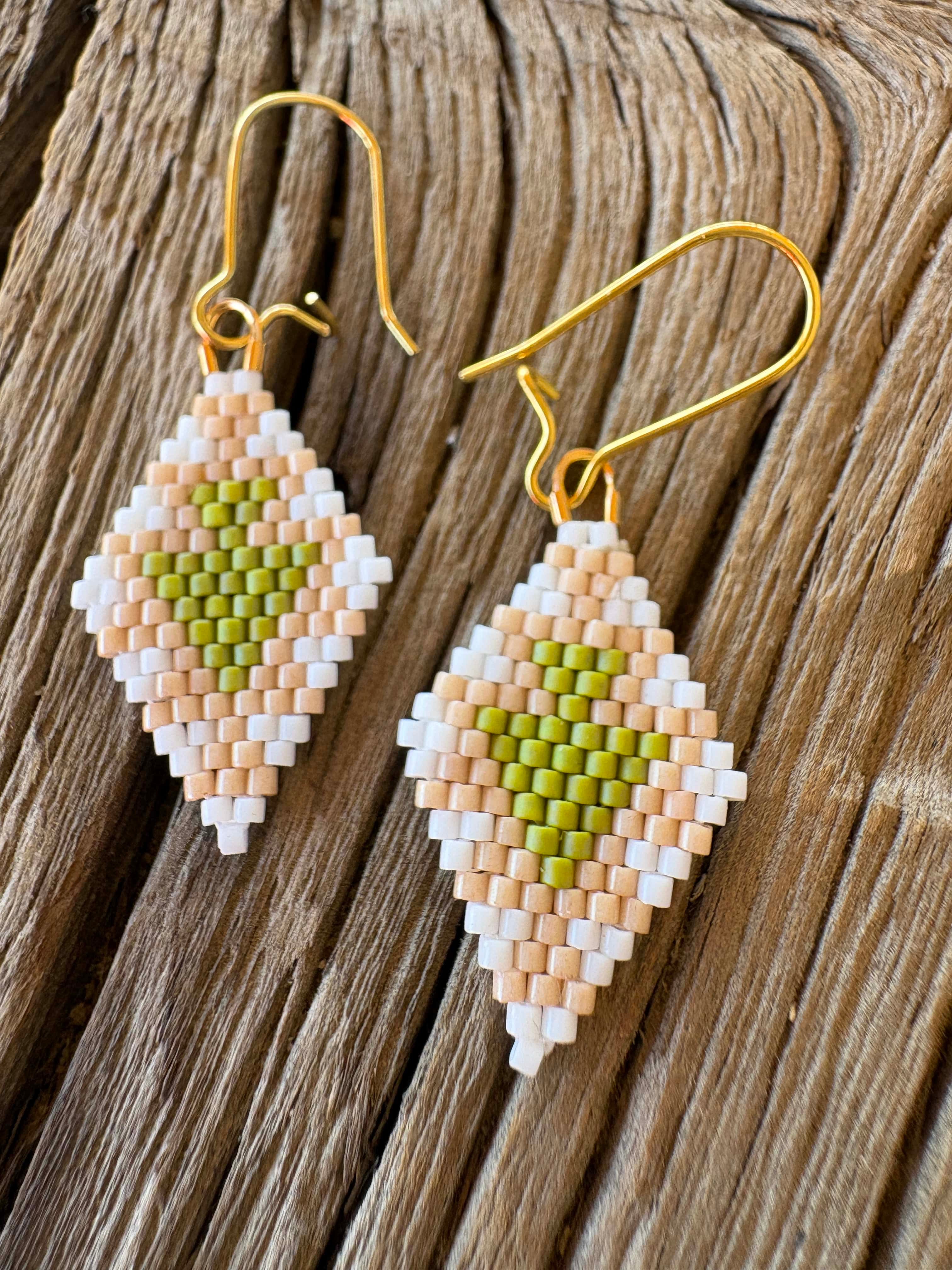 Calinnessee Designs Arrows Beaded Earrings |S Sage Tan available in Joshua Tree at JT Trading Post