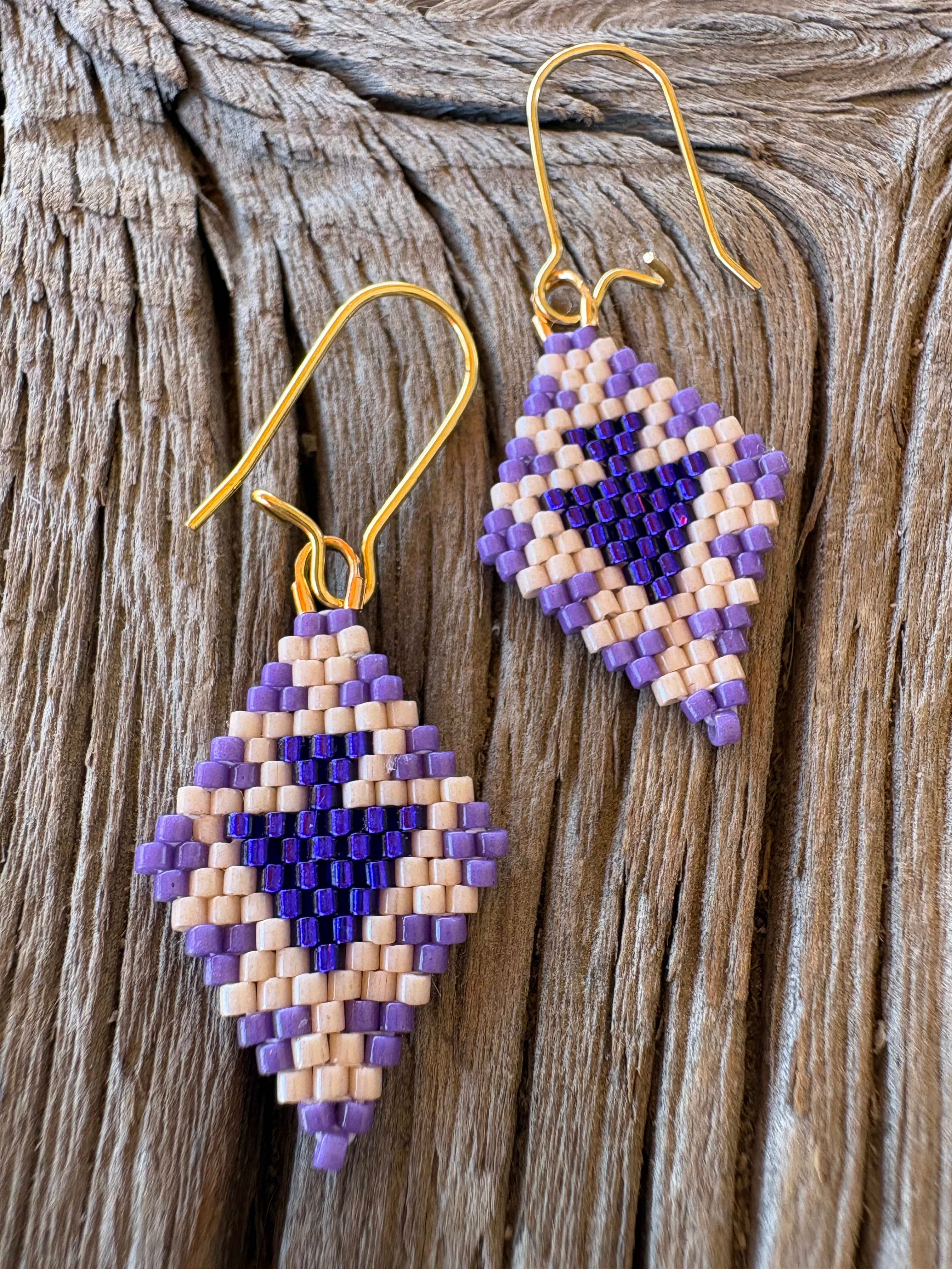 Calinnessee Designs Arrows Beaded Earrings |S Violet Lavender available in Joshua Tree at JT Trading Post