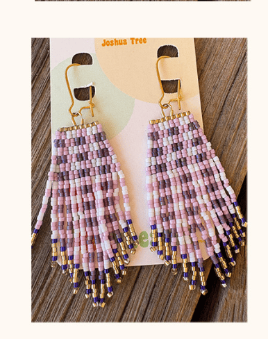 Calinnessee Designs Large Gingham Beaded Earrings | Pink available in Joshua Tree at JT Trading Post
