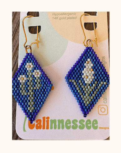 Calinnessee Designs Large Midnight Cactus Beaded Earrings | Blue available in Joshua Tree at JT Trading Post