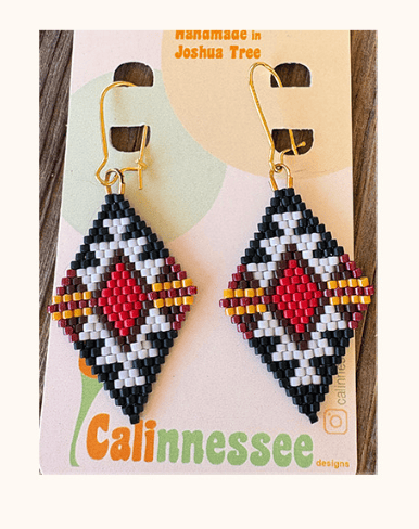 Calinnessee Designs Large Southwest Beaded Earrings | Red + Black available in Joshua Tree at JT Trading Post