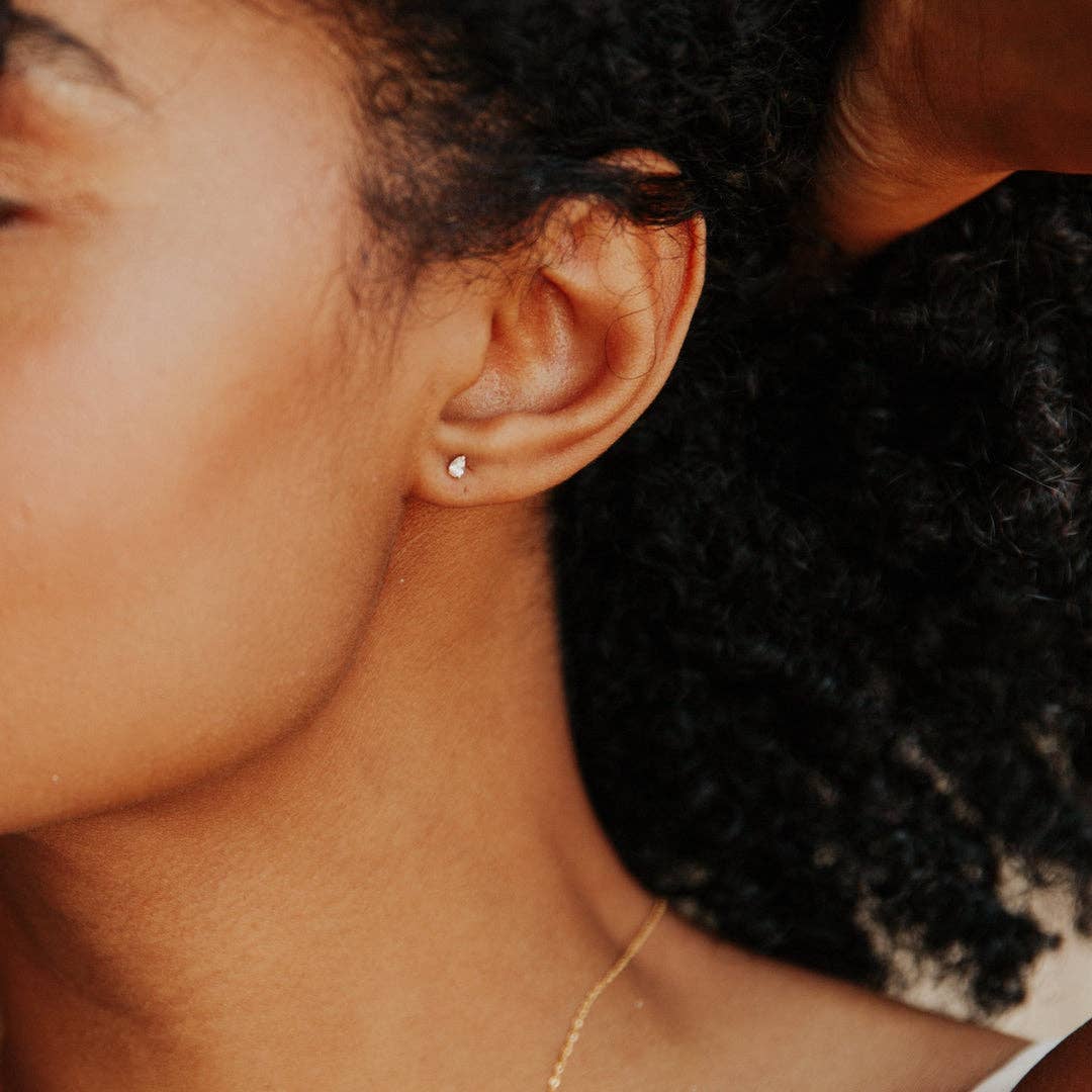 Desert Lux 10k Solid Gold Tiny Cz Teardrop Studs available in Joshua Tree at JT Trading Post