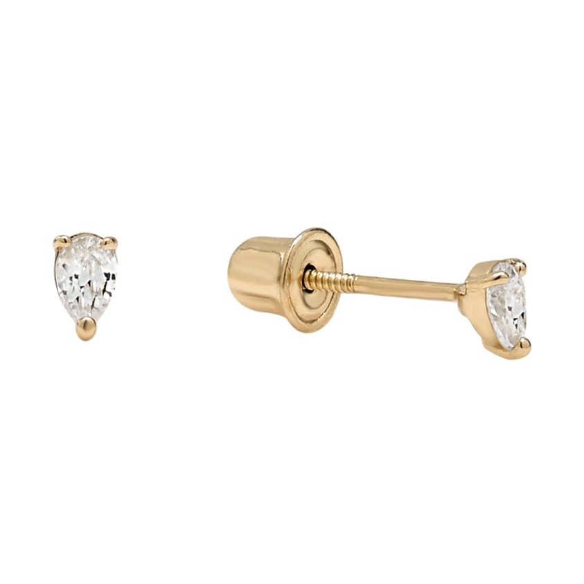 Desert Lux 10k Solid Gold Tiny Cz Teardrop Studs available in Joshua Tree at JT Trading Post