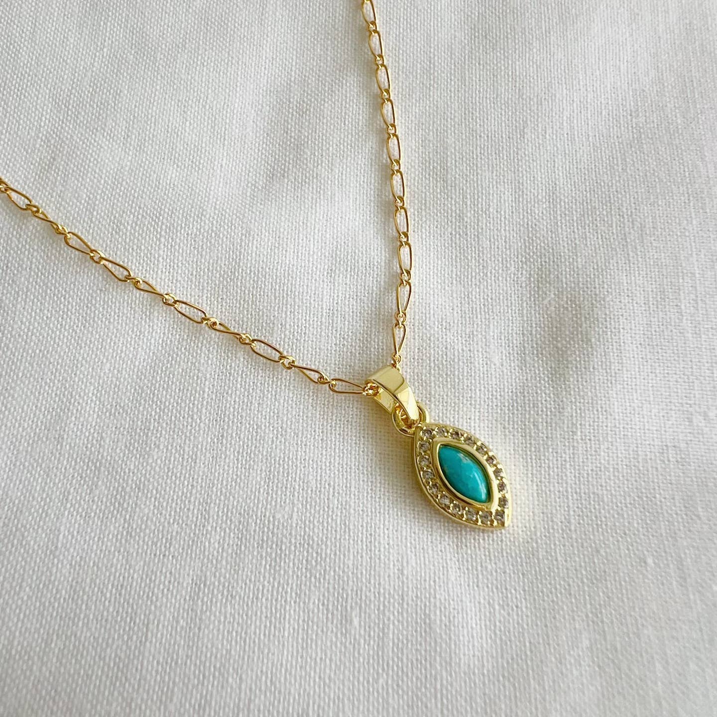 Desert Lux Cruz Blue Evil Eye Gold Filled Necklace available in Joshua Tree at JT Trading Post