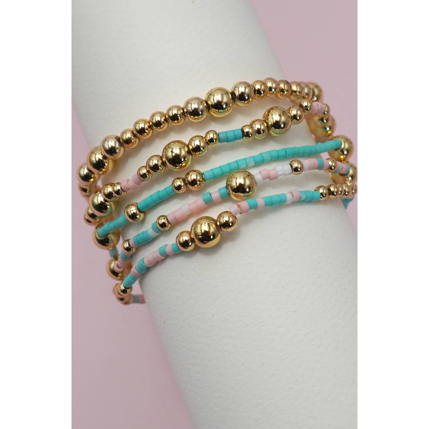 Desert Lux Multi Layer Natural Stone Ball Chain Link Bracelet available in Joshua Tree at JT Trading Post