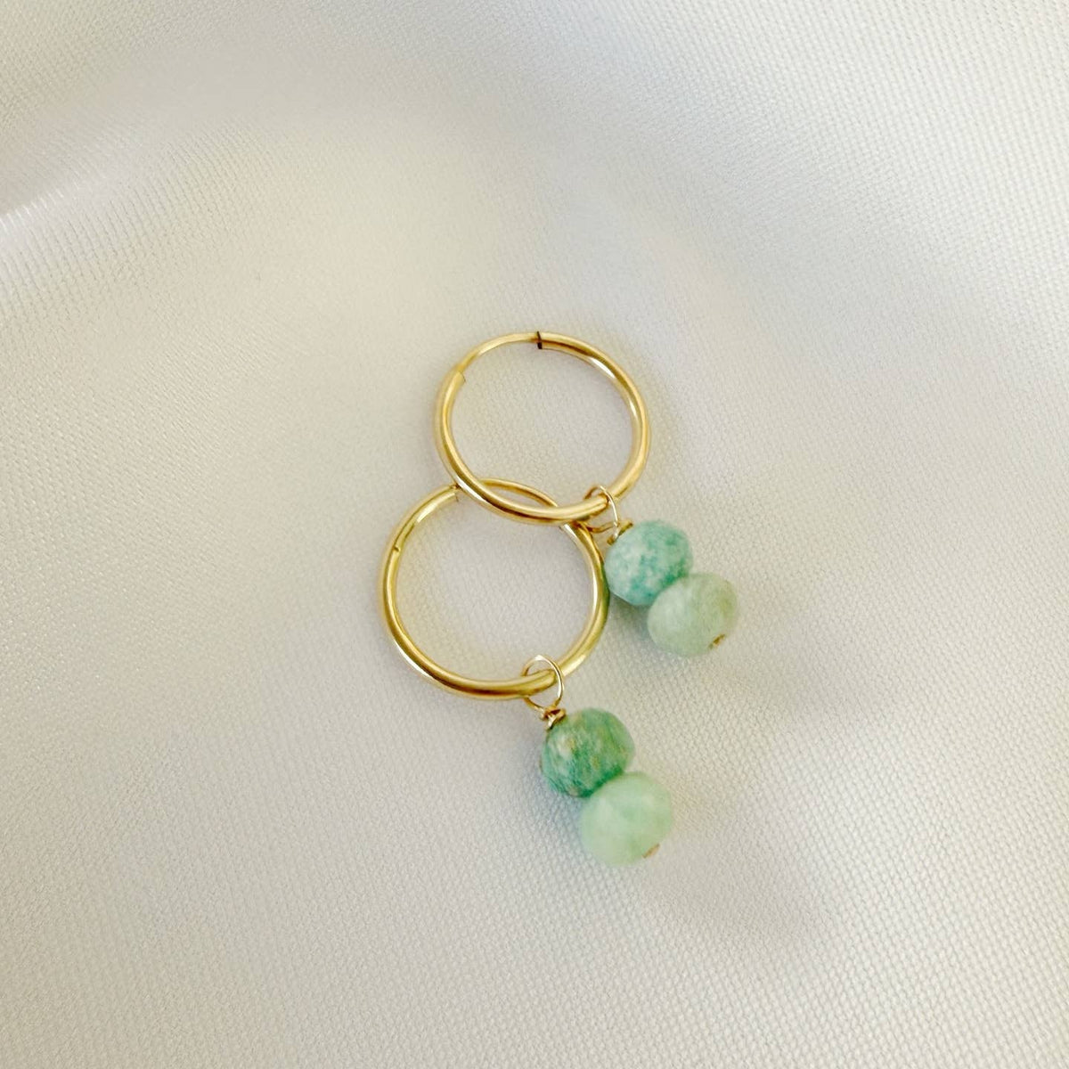 Desert Lux Palm Amazonite Charm Hoops Earrings Gold Filled 2-in-1 available in Joshua Tree at JT Trading Post