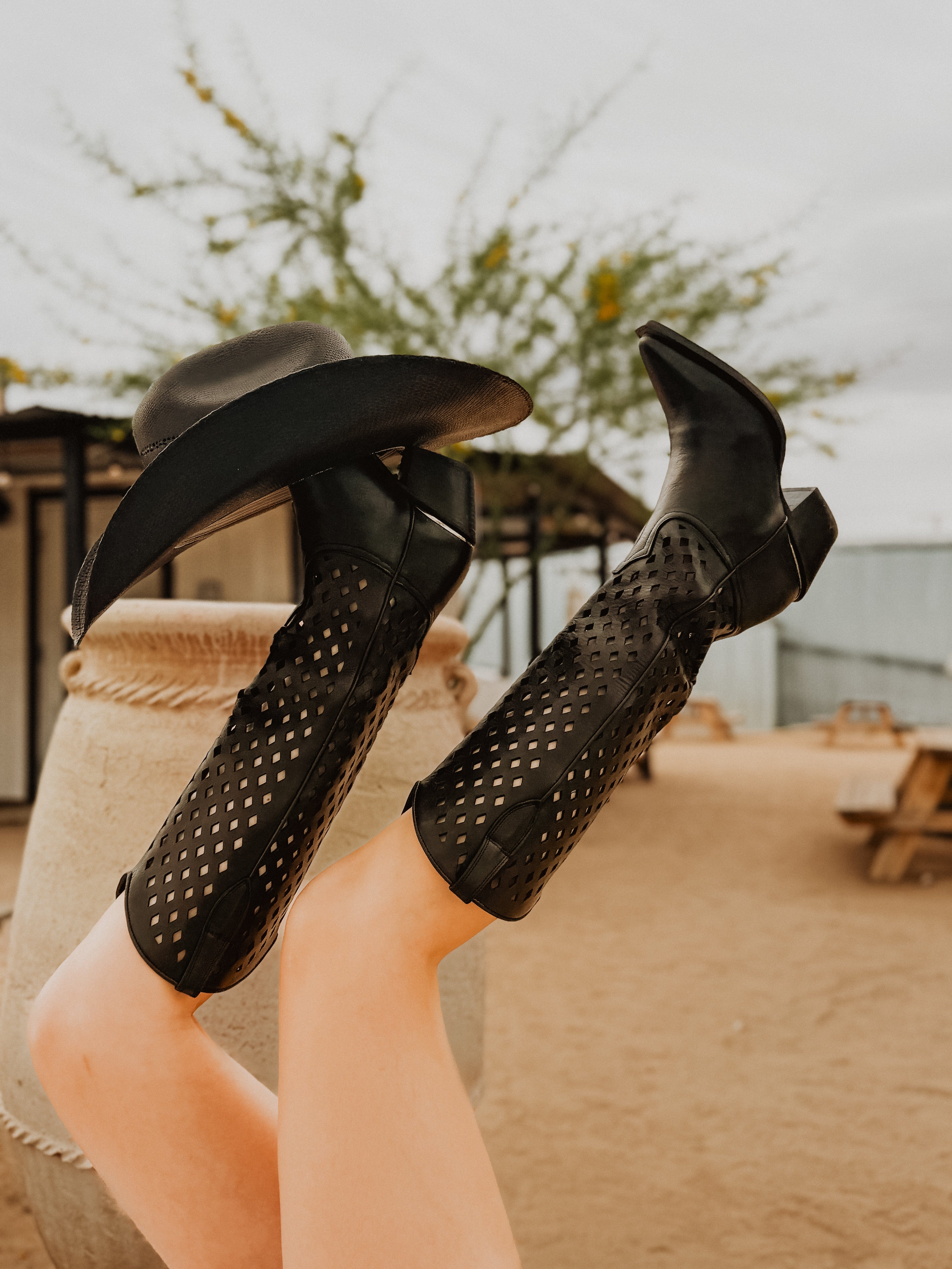 Free People Diamonds Are Forever Cowboy Boots | Black available in Joshua Tree at JT Trading Post