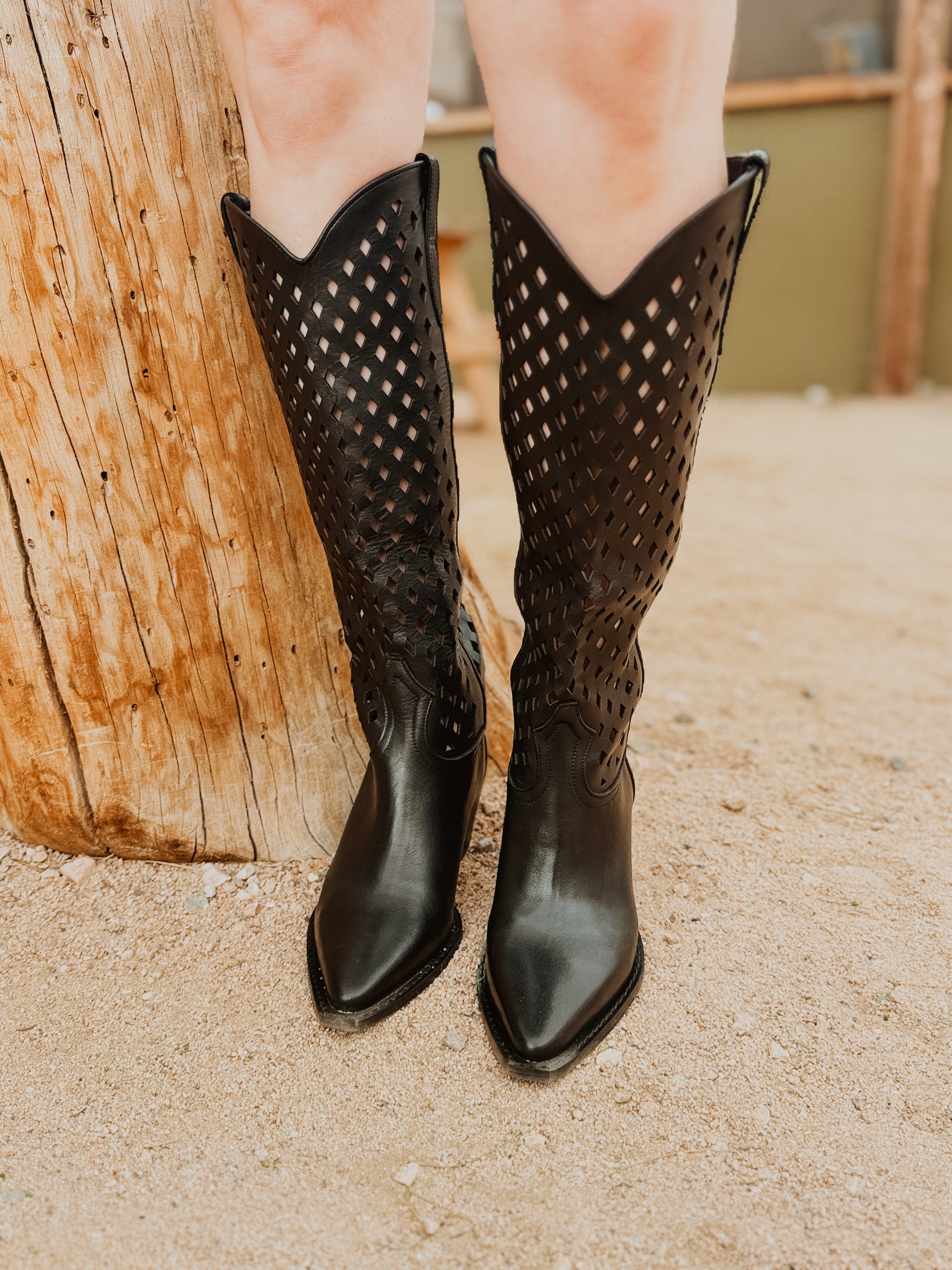 Free People Diamonds Are Forever Cowboy Boots | Black available in Joshua Tree at JT Trading Post