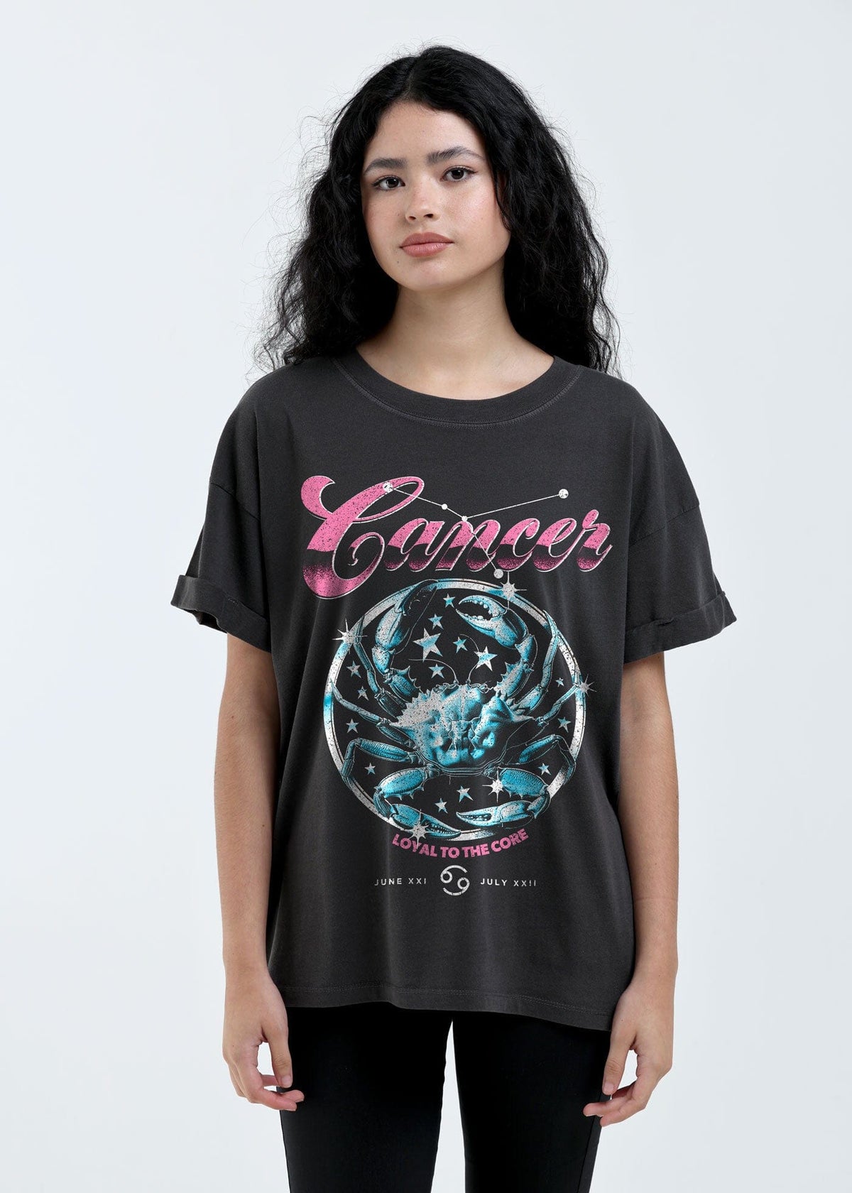 Cancer Zodiac Reunion Tour Vintage Black Boyfriend Tee