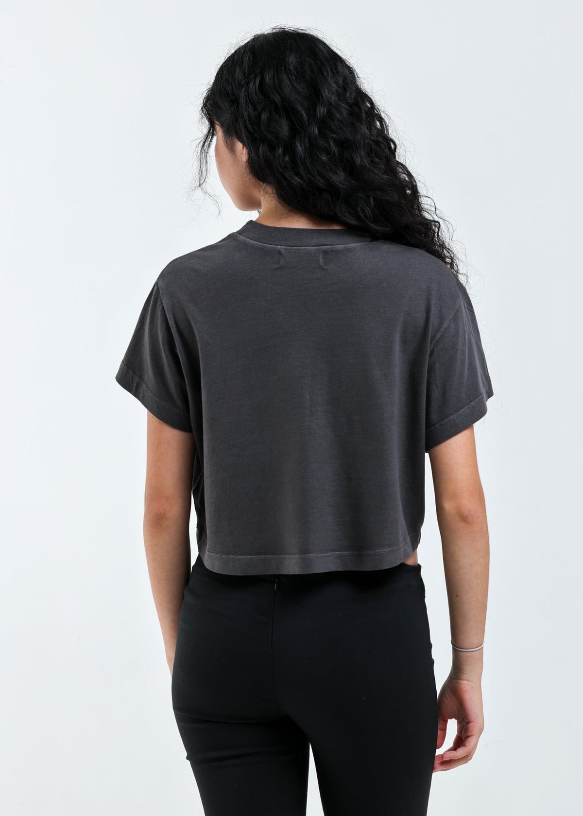 Dancing Boots Vintage Black Oversized Crop Tee