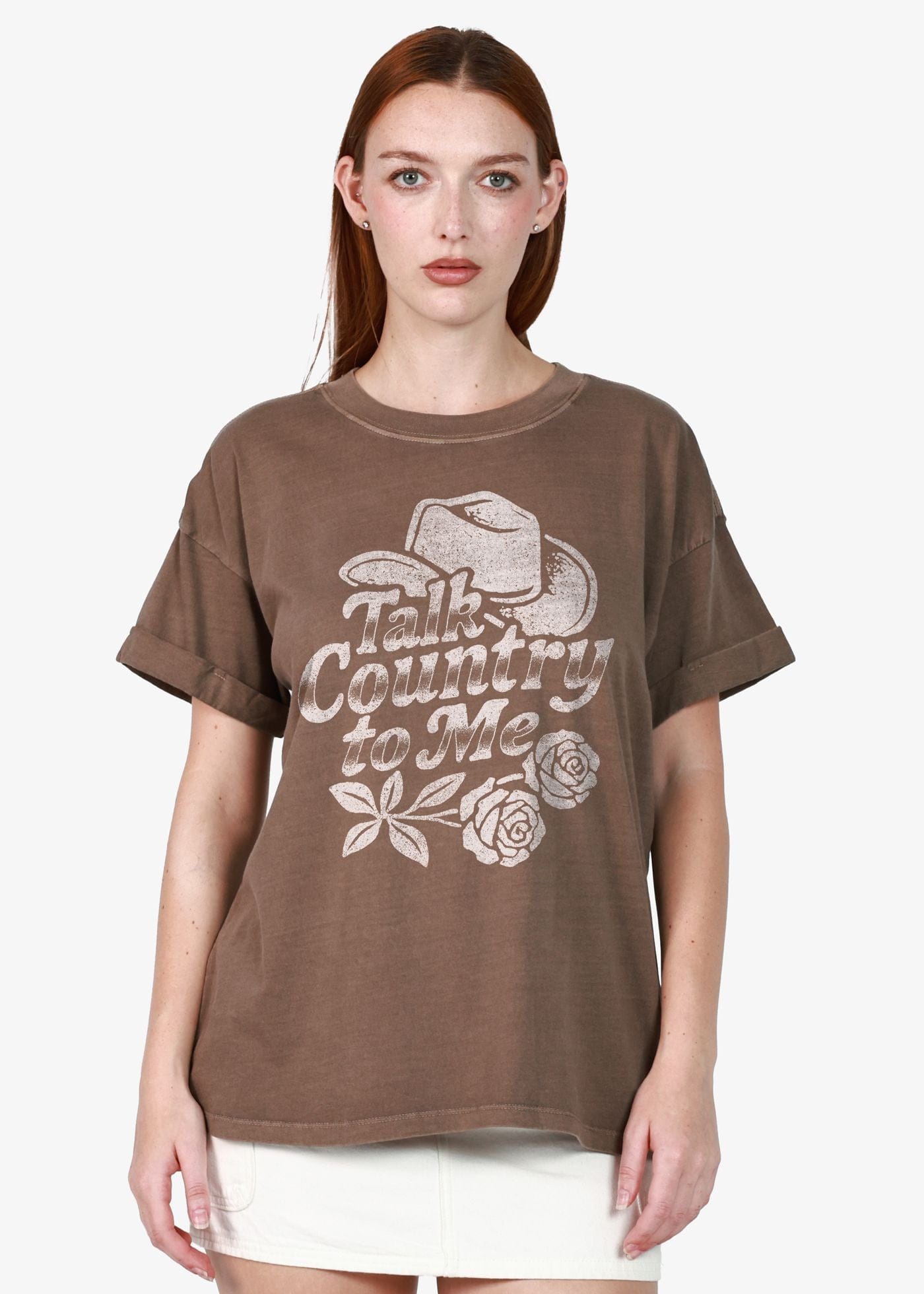 Girl-Dangerous Talk Country to Me Espresso Boyfriend Tee available in Joshua Tree at JT Trading Post
