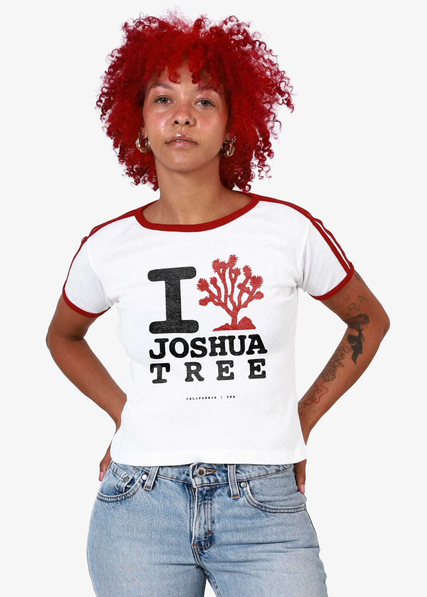 I Love Joshua Tree White & Red Baby Ringer Tee