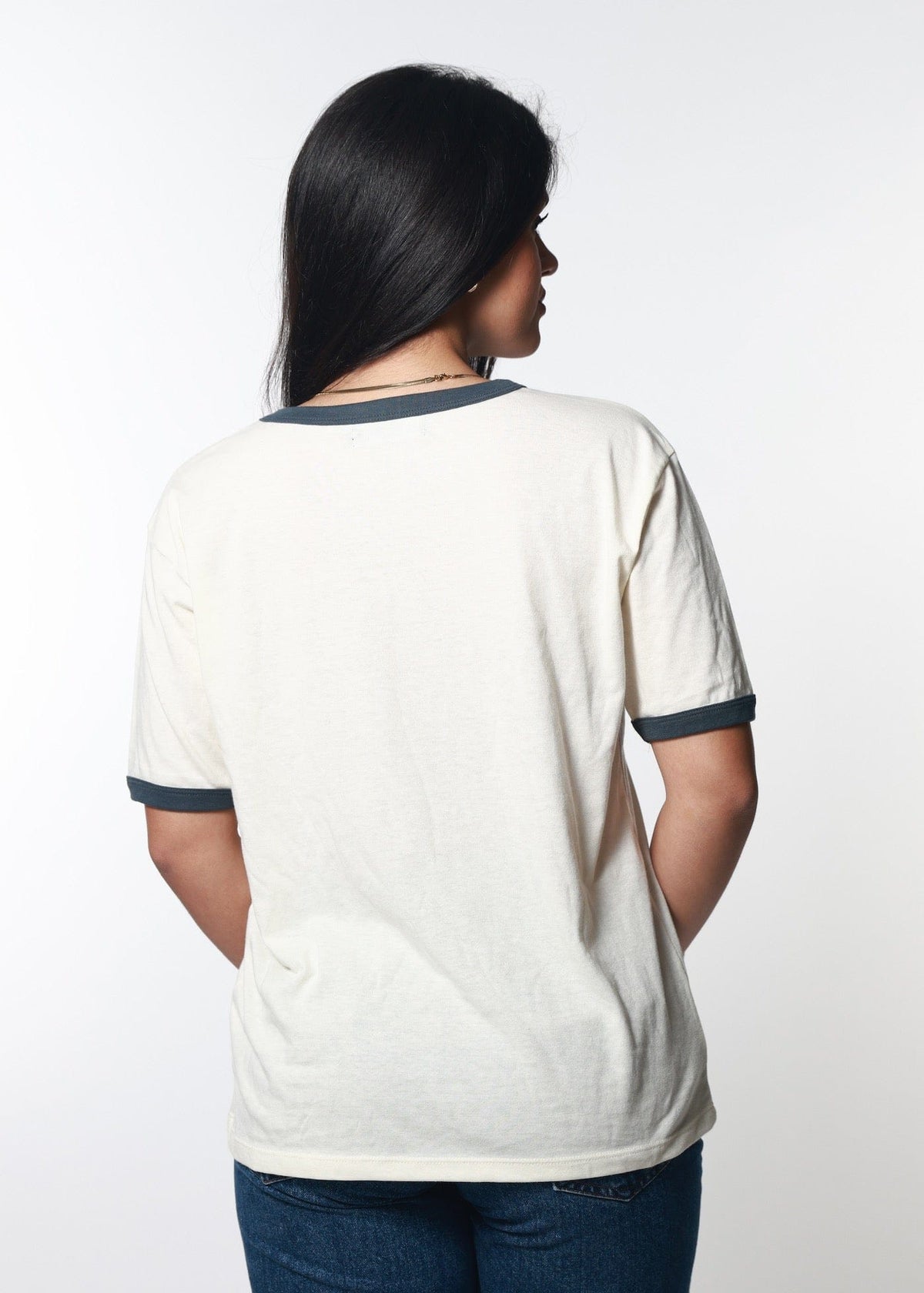 Girl-Dangerous Joshua Tree Sun & Moon Bone & Navy Slouchy Ringer Tee available in Joshua Tree at JT Trading Post