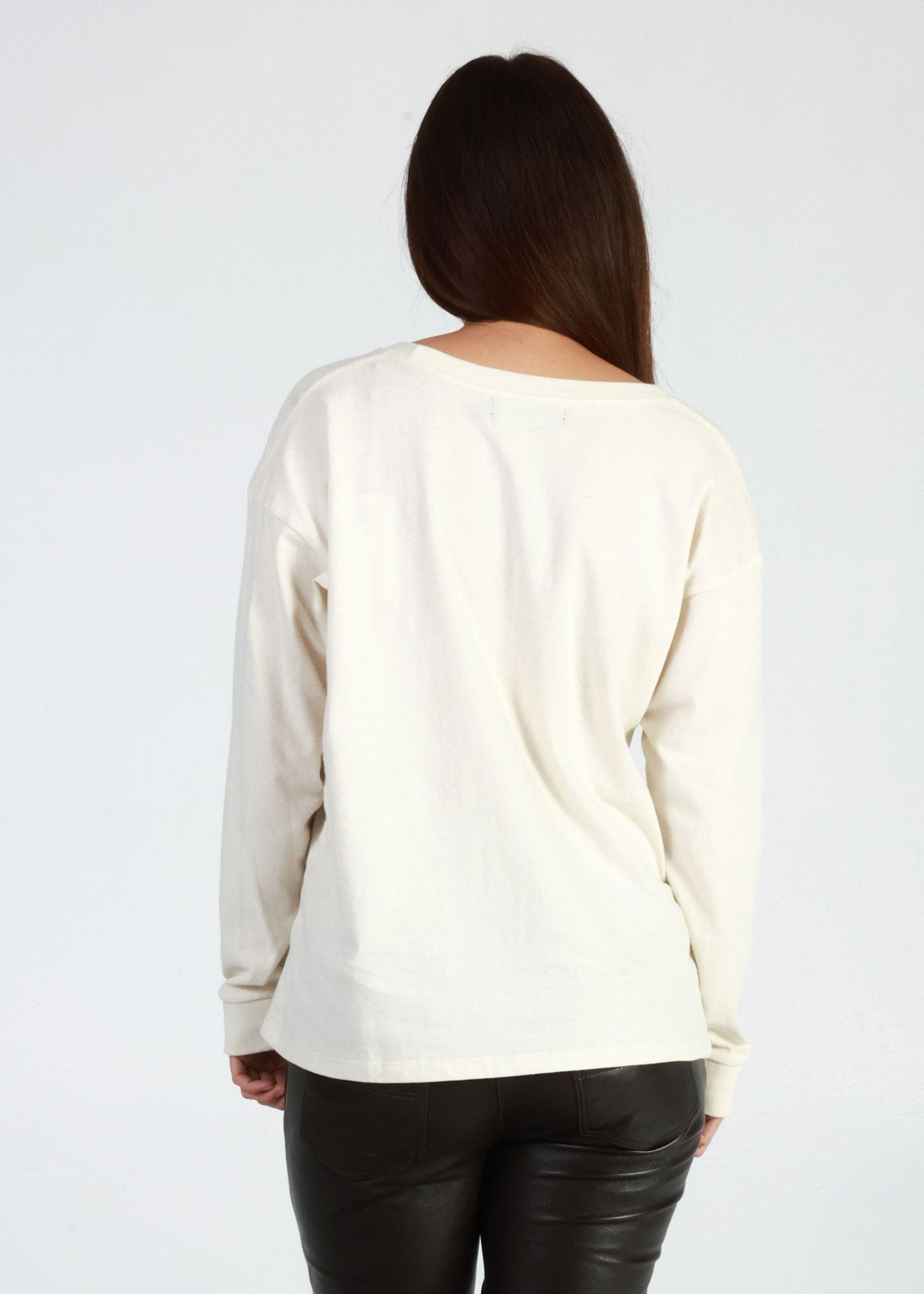 Girl-Dangerous Keep It Cool Cowboy Off White Long Sleeve Crewneck Tee available in Joshua Tree at JT Trading Post