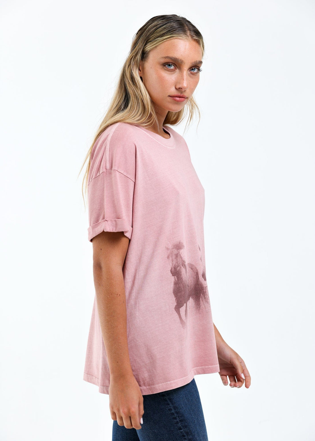 Running Horses Dusty Pink Boyfriend Tee
