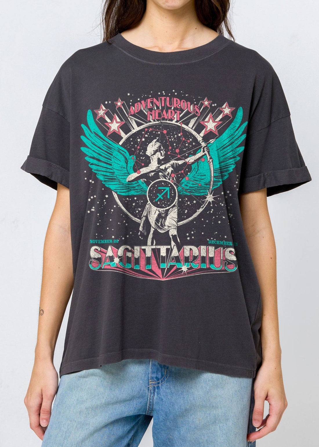 Sagittarius Zodiac Reunion Tour Vintage Black Boyfriend Tee