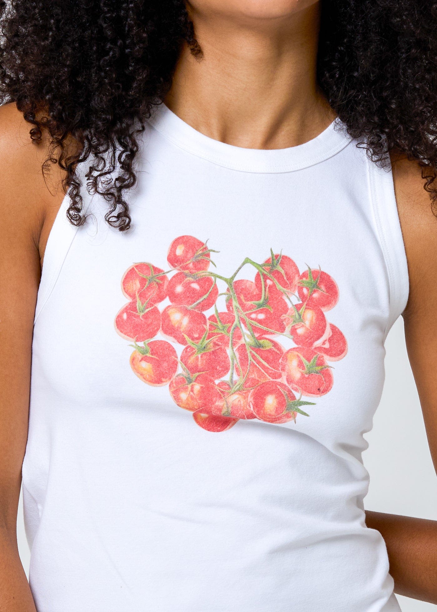 Tomato Heart White High Neck Tank