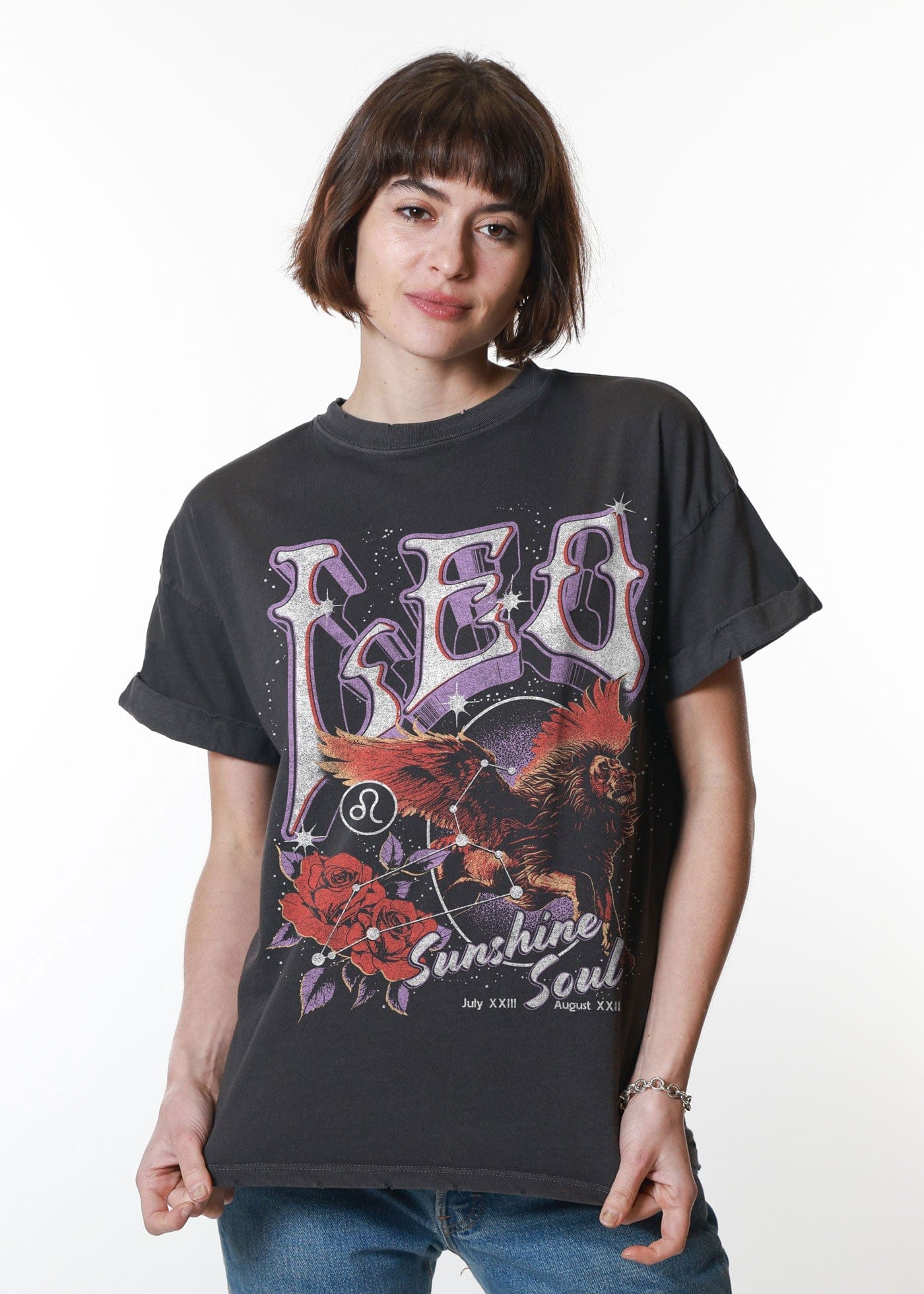 Girl-Dangerous Leo Reunion Tour Vintage Black Boyfriend Tee available in Joshua Tree at JT Trading Post
