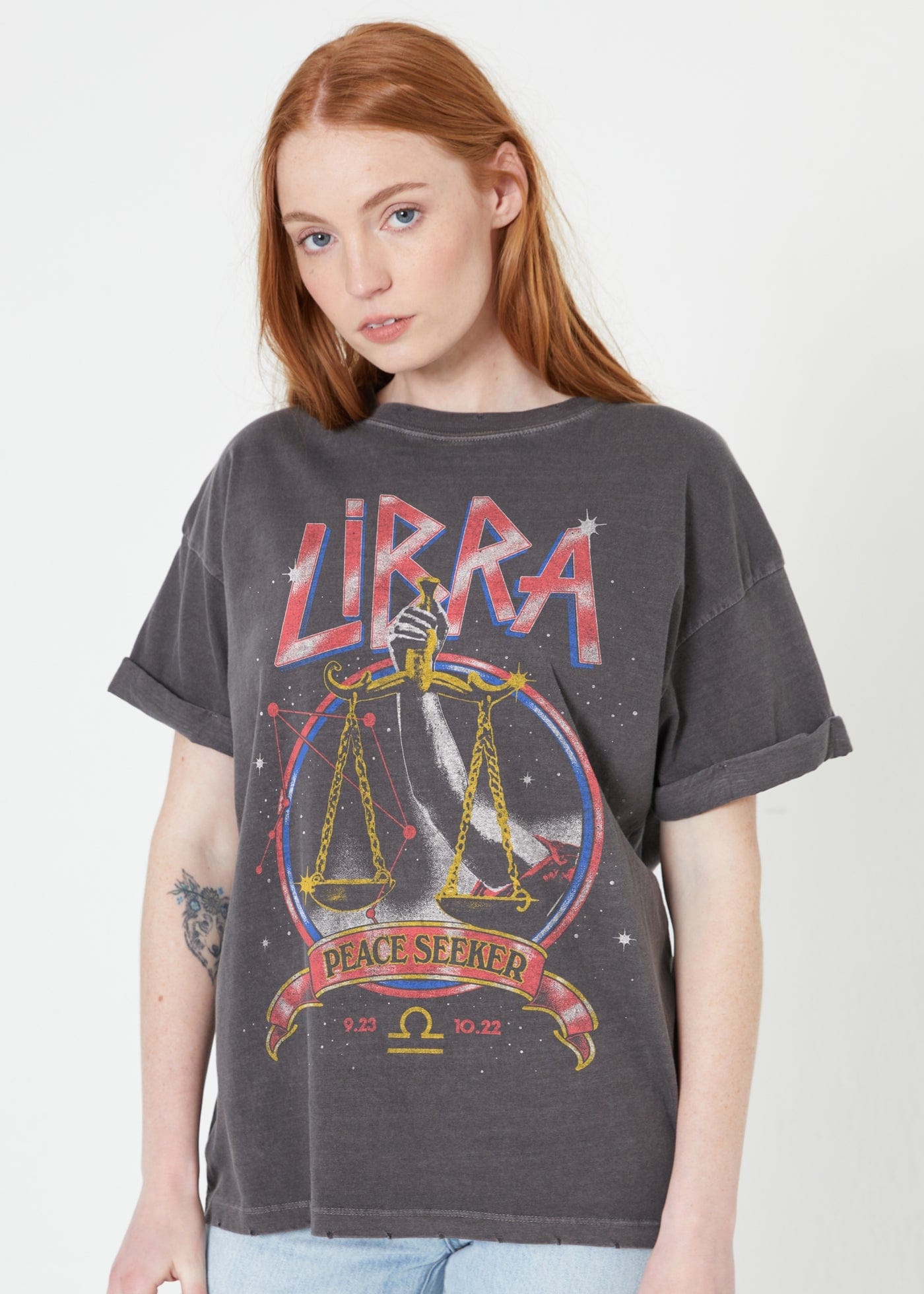 Girl-Dangerous Libra Reunion Tour Vintage Black Boyfriend Tee available in Joshua Tree at JT Trading Post