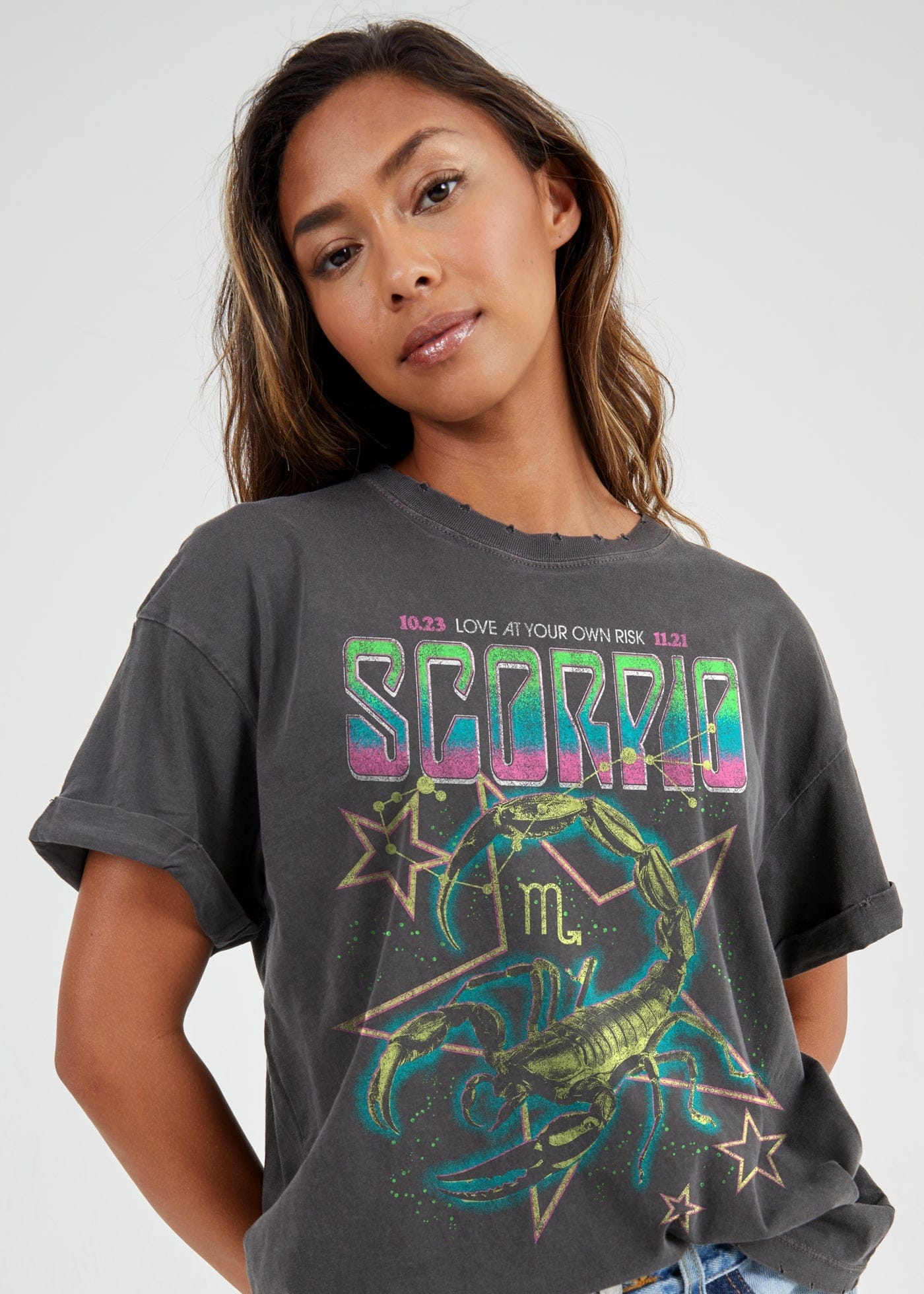 Girl-Dangerous Scorpio Reunion Tour Vintage Black Boyfriend Tee available in Joshua Tree at JT Trading Post