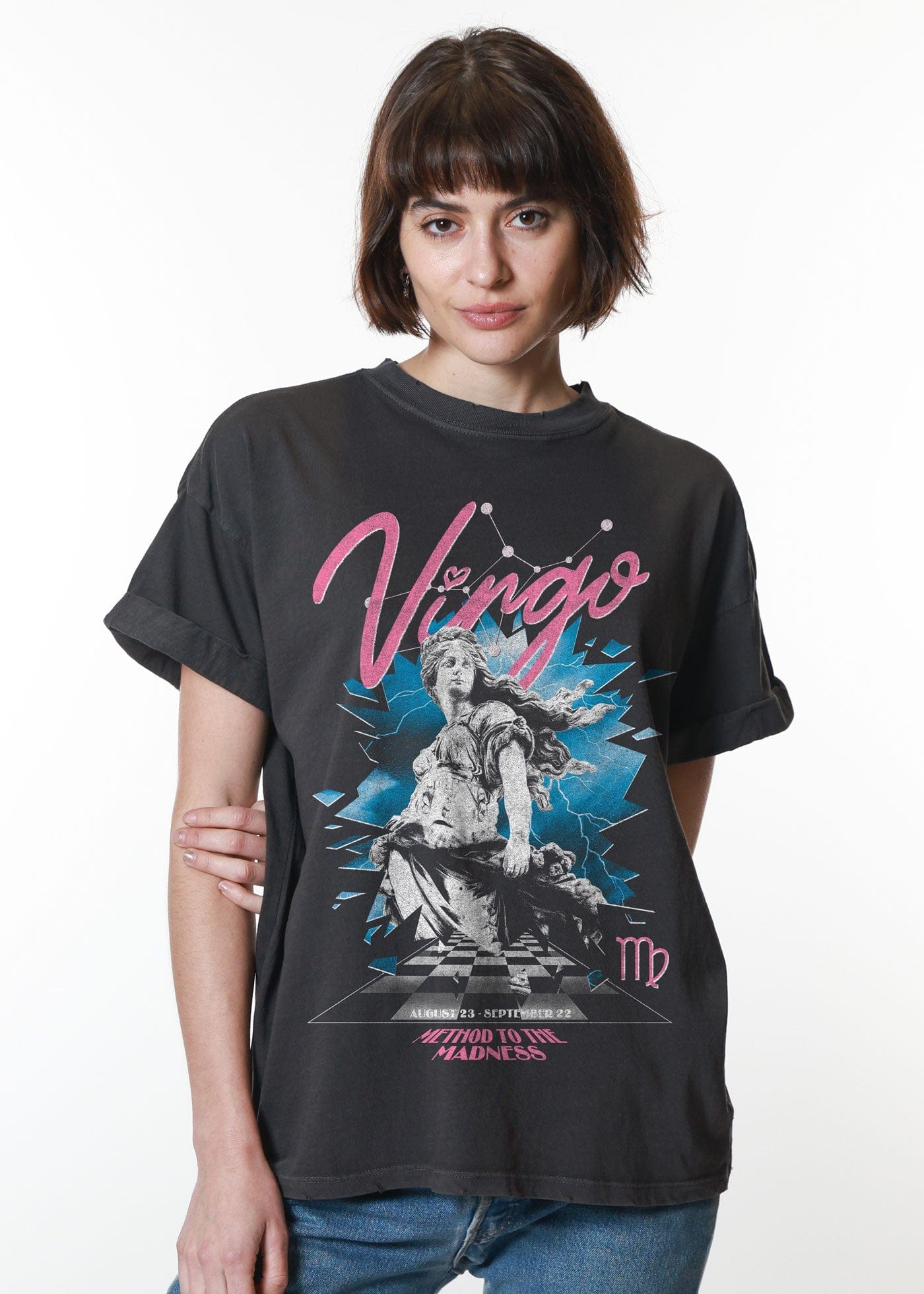 Girl-Dangerous Virgo Reunion Tour Vintage Black Boyfriend Tee available in Joshua Tree at JT Trading Post