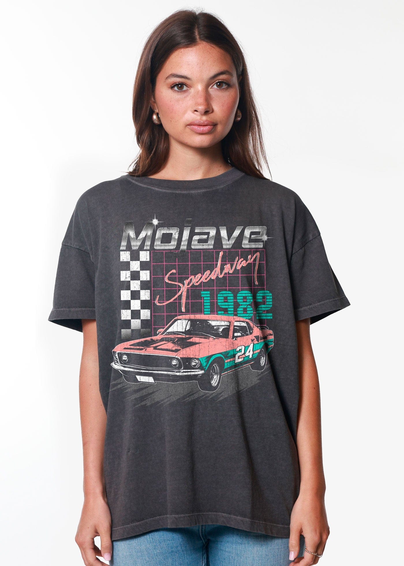 Girl-Dangerous Mojave Speedway Vintage Black Oversized Tee available in Joshua Tree at JT Trading Post