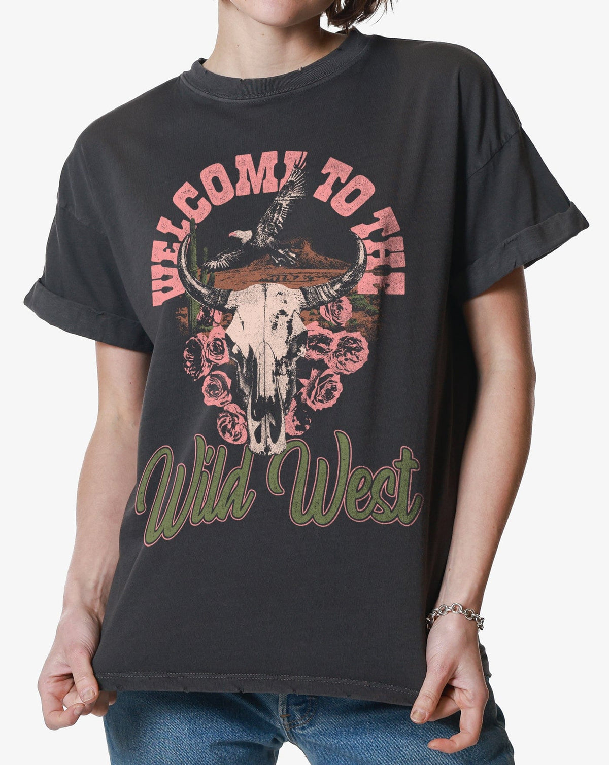 Girl-Dangerous Welcome to the Wild West Vintage Black Boyfriend Tee available in Joshua Tree at JT Trading Post