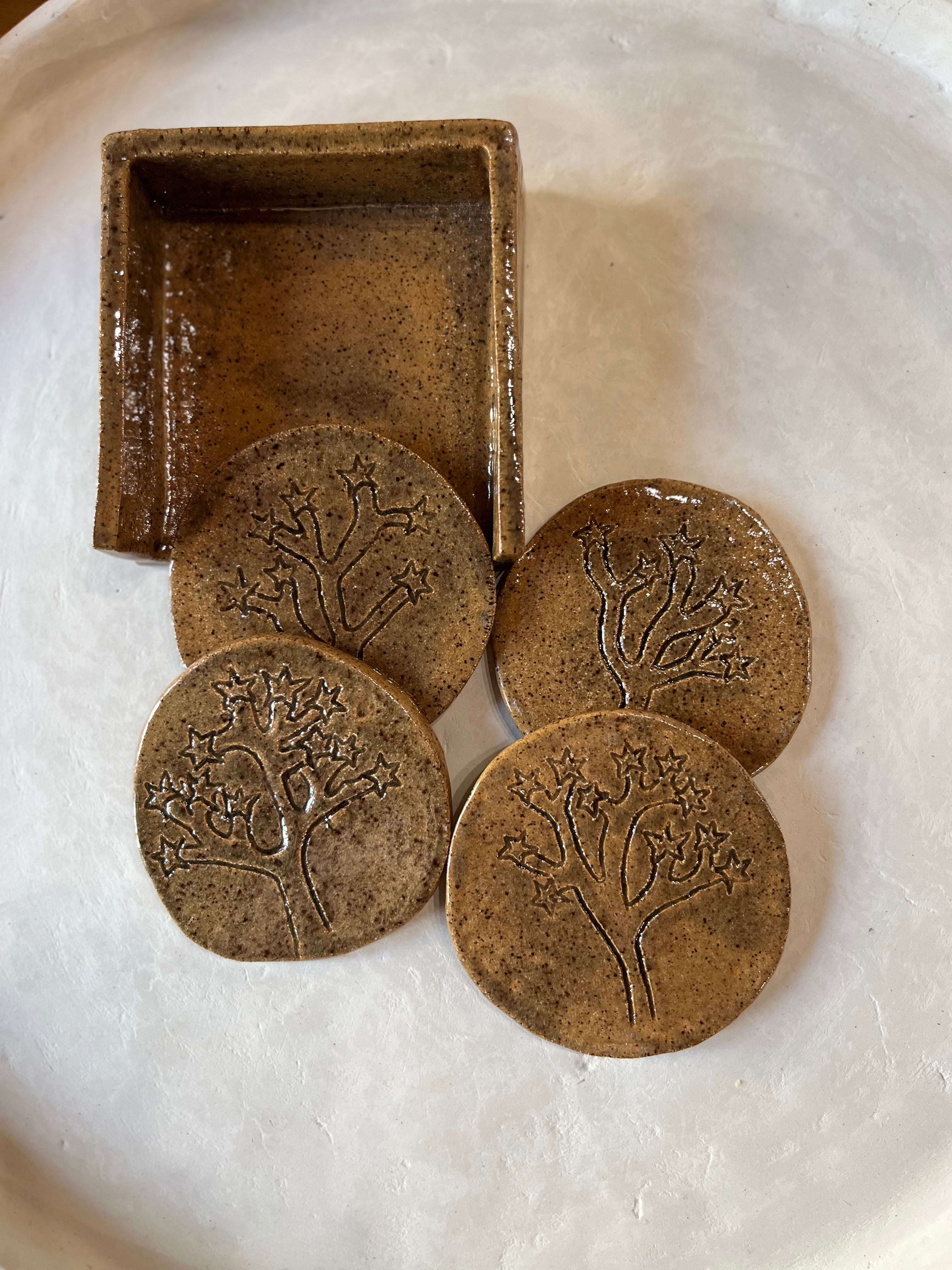 JT Trading Post Joshua Tree Clay Coaster Set available in Joshua Tree at JT Trading Post
