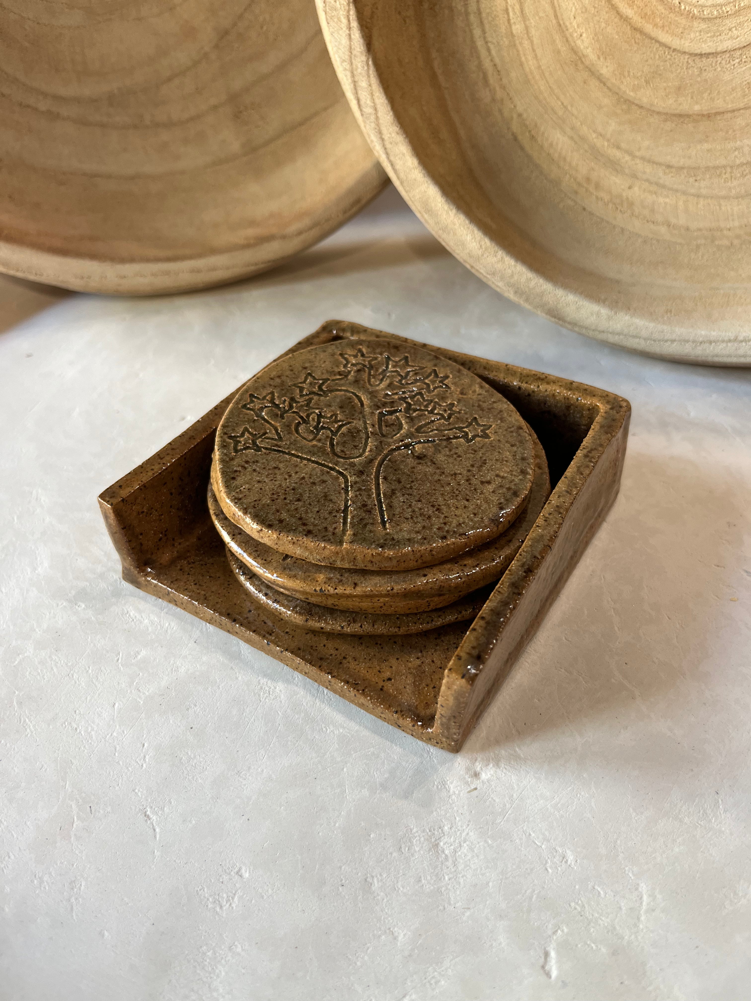 JT Trading Post Joshua Tree Clay Coaster Set available in Joshua Tree at JT Trading Post