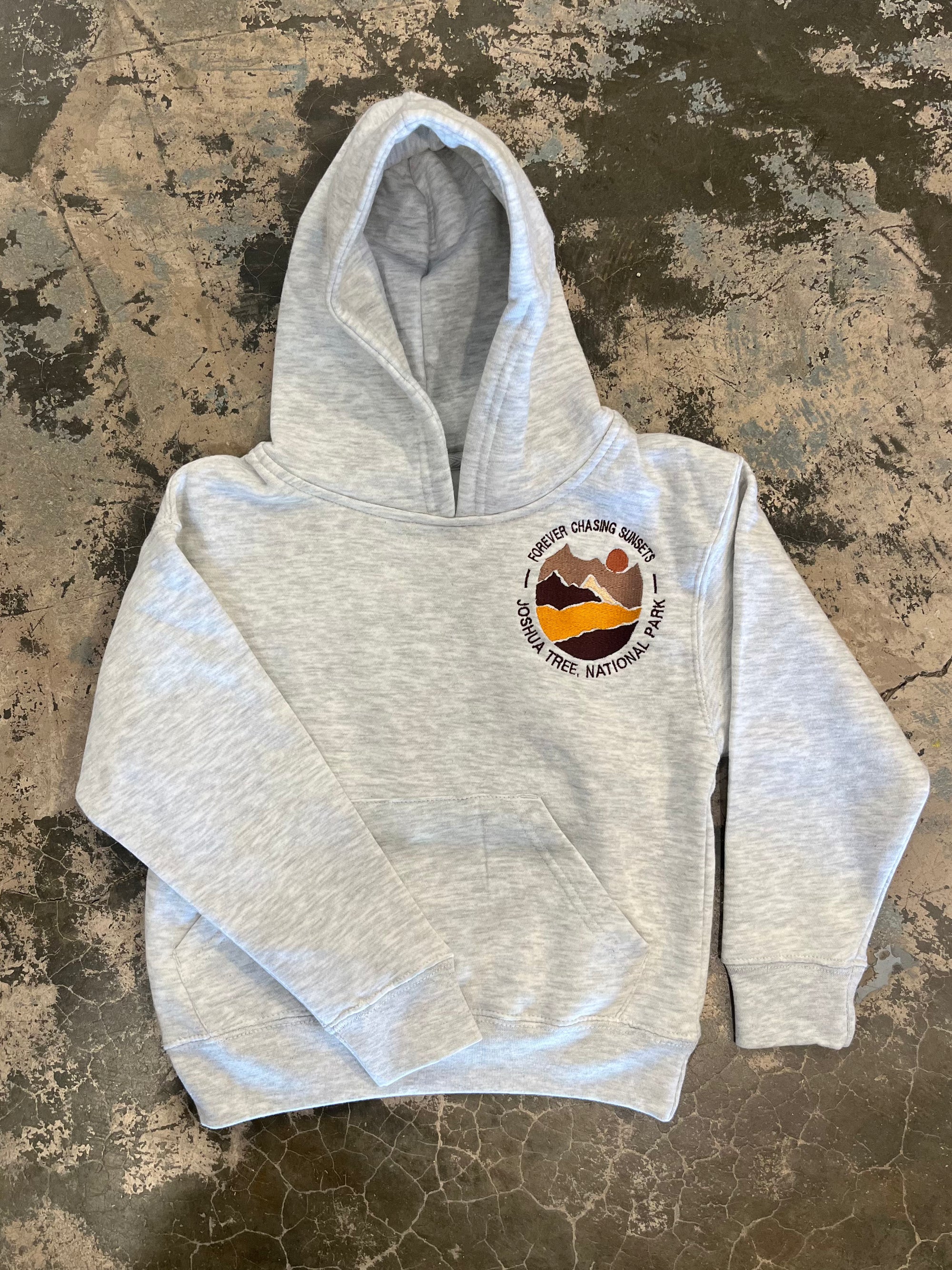 JTTP Originals Joshua Tree Sunset Kid's Hoodie | Grey available in Joshua Tree at JT Trading Post