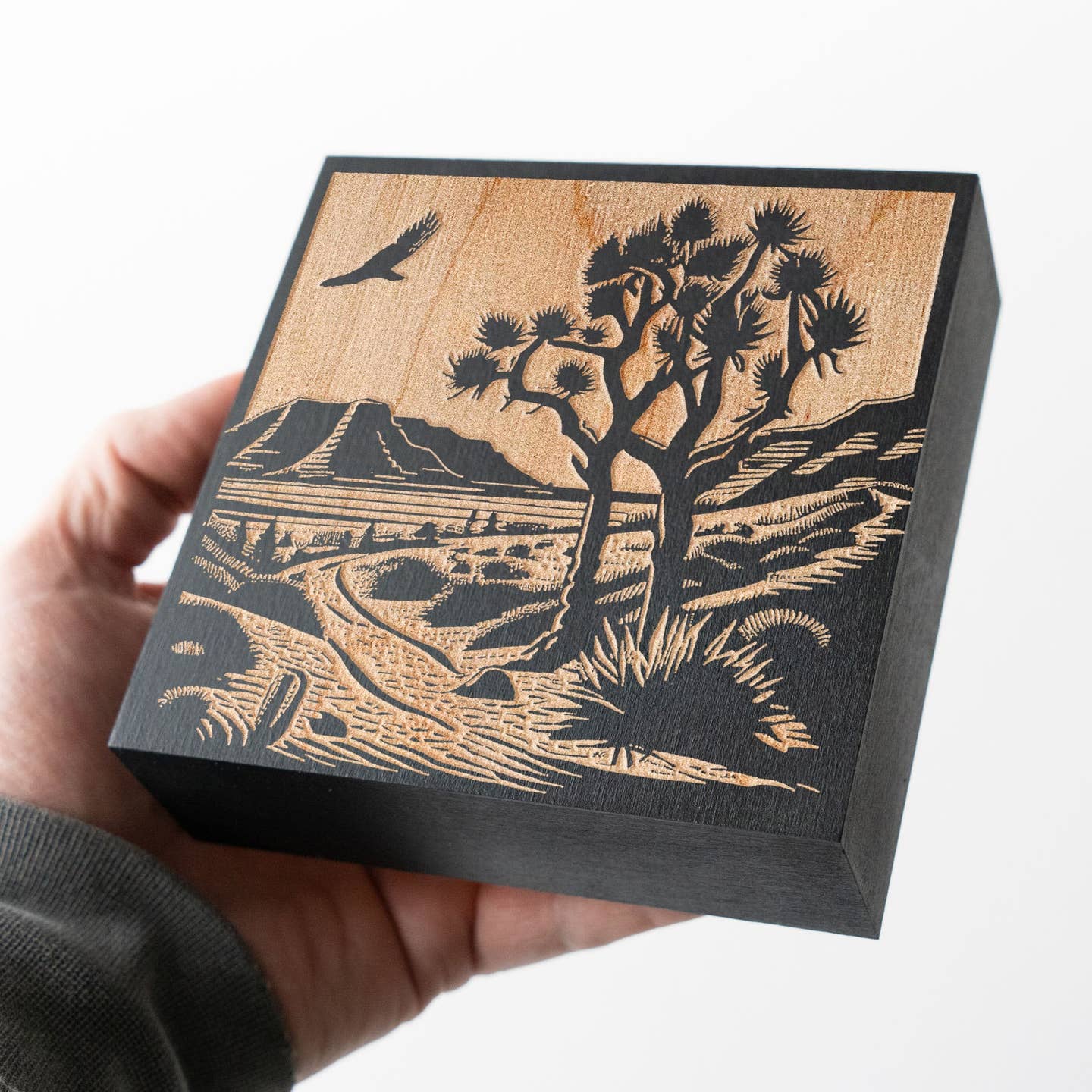 JTTP Products 5x5 Joshua Tree Scene Engraved Illustration available in Joshua Tree at JT Trading Post