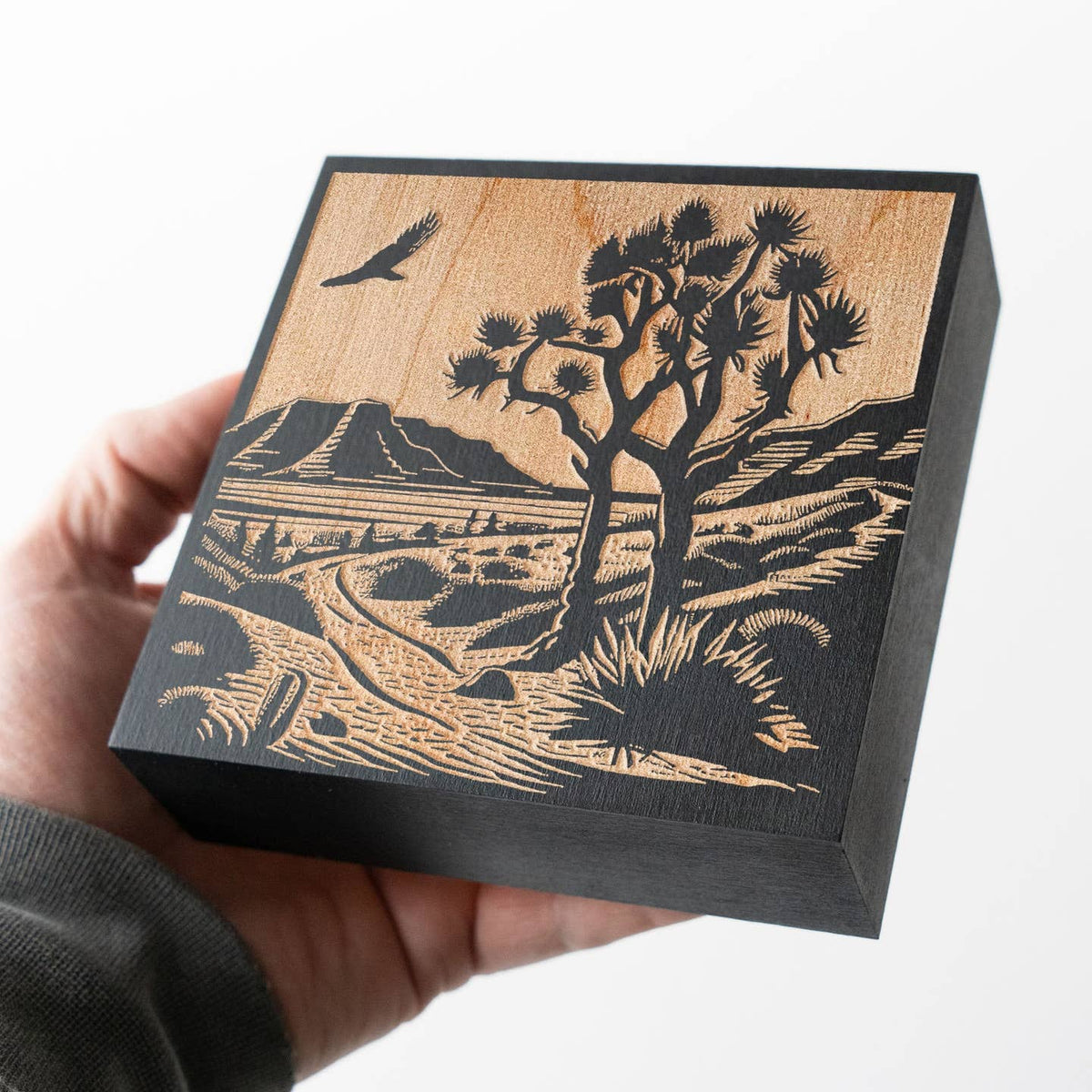 JTTP Products 5x5 Joshua Tree Scene Engraved Illustration available in Joshua Tree at JT Trading Post