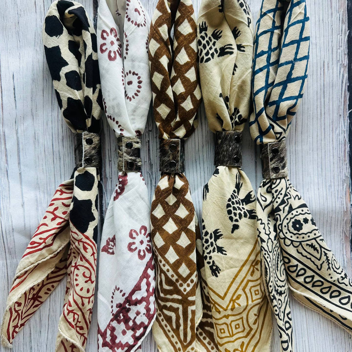 JTTP Products Assorted Hand-Dyed Bandanas | Leather Slides available in Joshua Tree at JT Trading Post