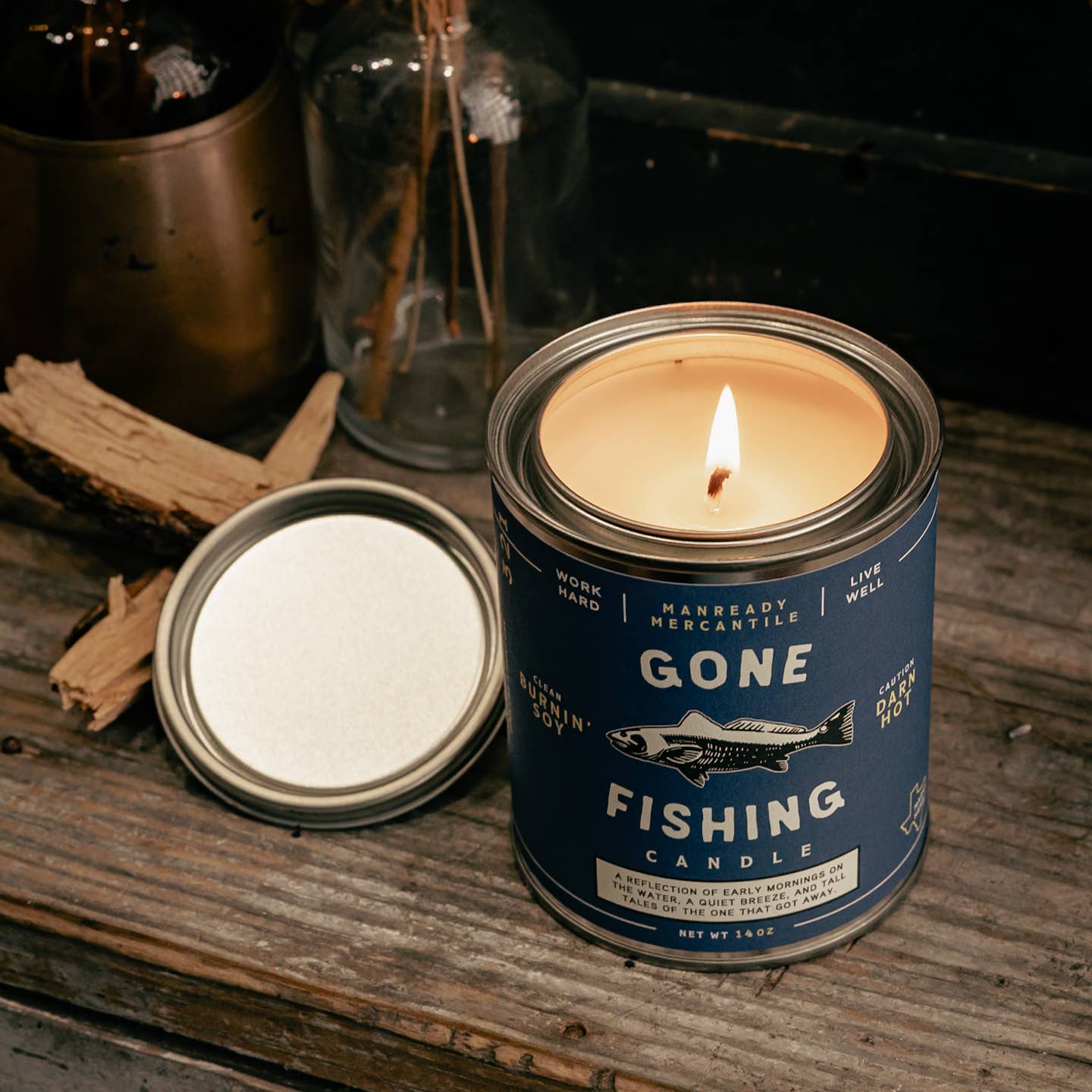JTTP Products Candle | the Americana Series | Gone Fishing available in Joshua Tree at JT Trading Post