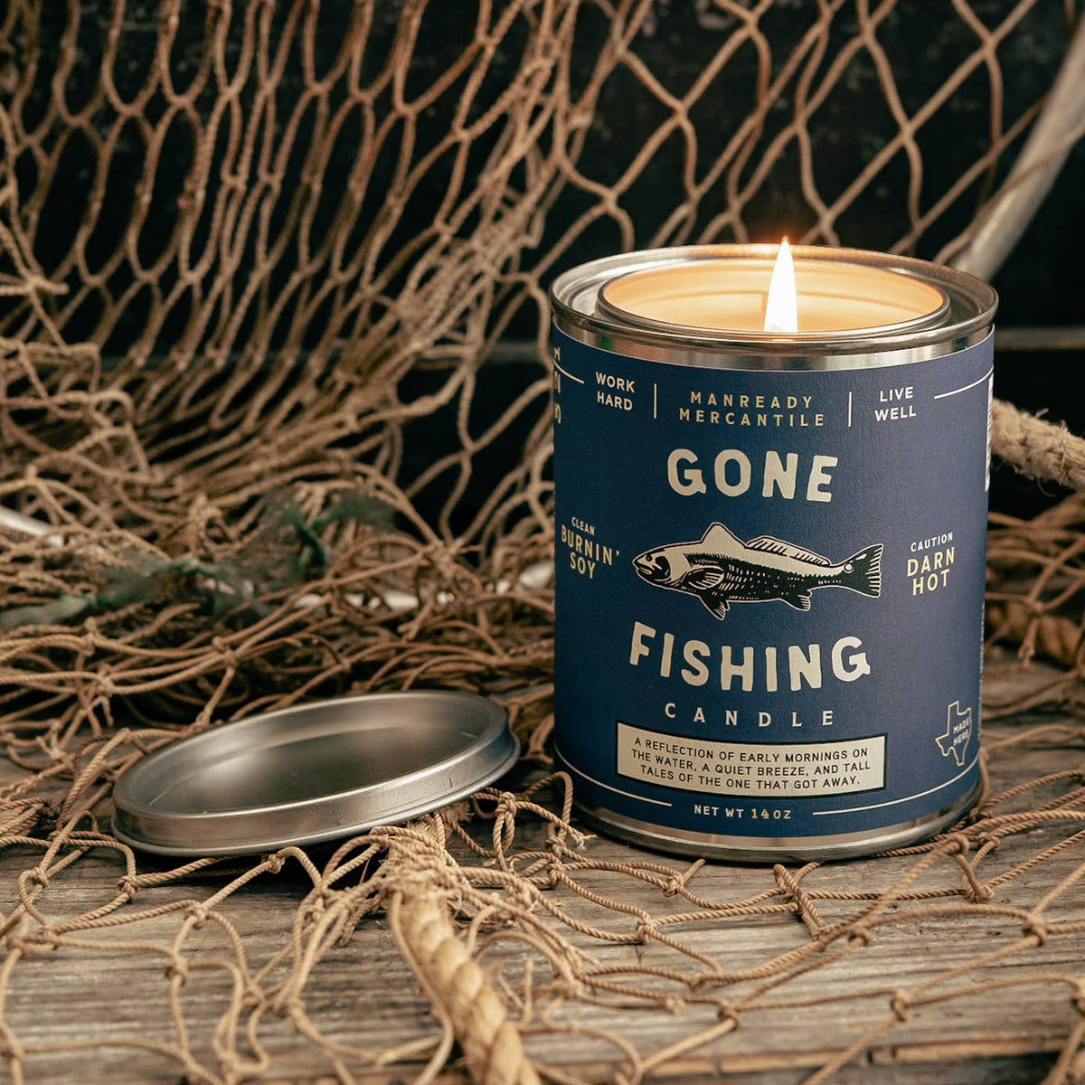 JTTP Products Candle | the Americana Series | Gone Fishing available in Joshua Tree at JT Trading Post