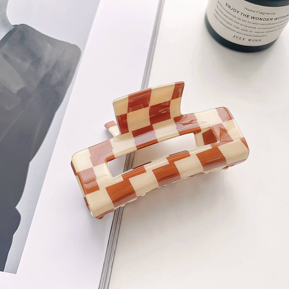 JTTP Products Checkered Square Hair Claw Clip available in Joshua Tree at JT Trading Post