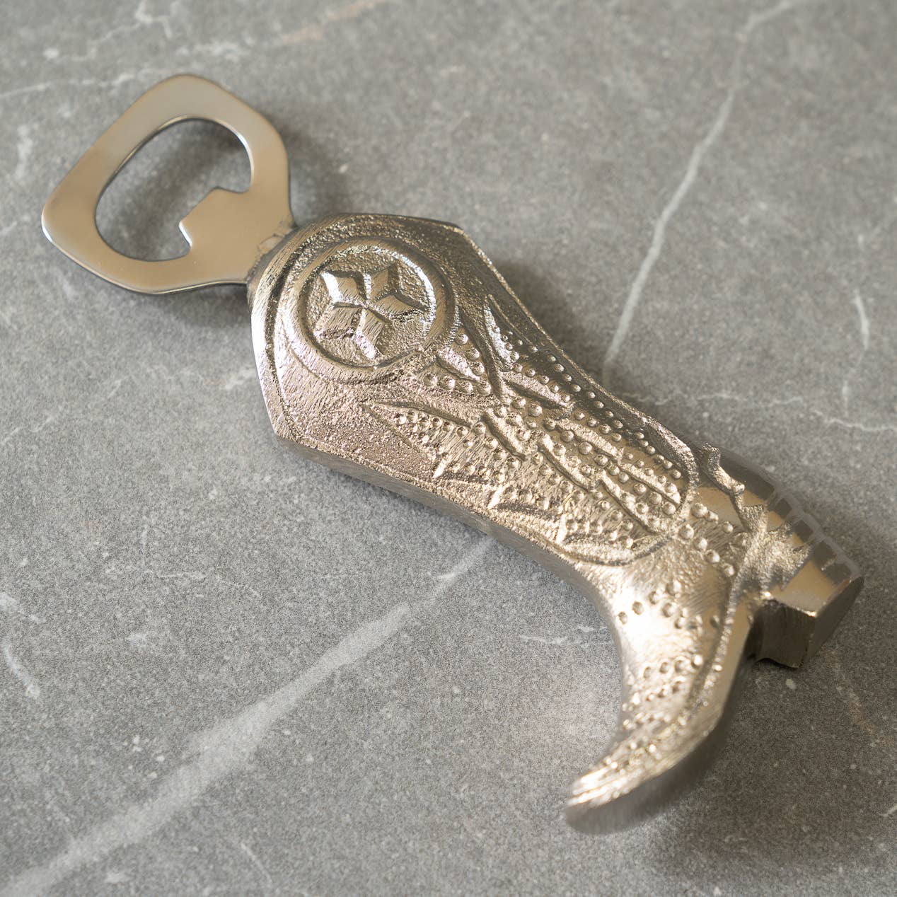 JTTP Products Etched Nickel Cowboy Boot Bottle Opener available in Joshua Tree at JT Trading Post