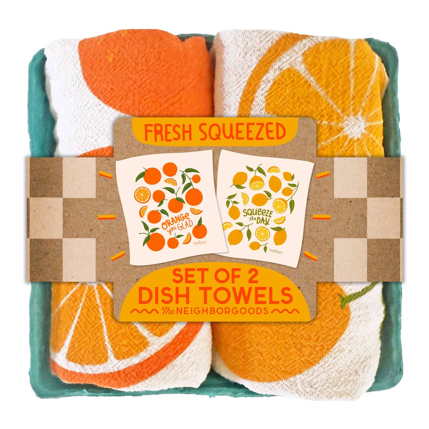 JTTP Products Fresh Squeezed | Orange Lemon | Tea Towel Set of 2 available in Joshua Tree at JT Trading Post